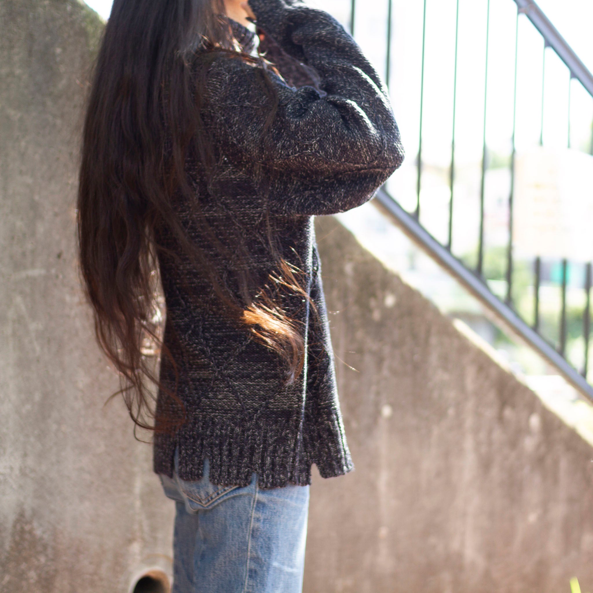 SABY "PPAPER KNIT DAMAGE HIGH NECK -Japanese Paper Knit -" 和紙ダメージ タートルネックニット