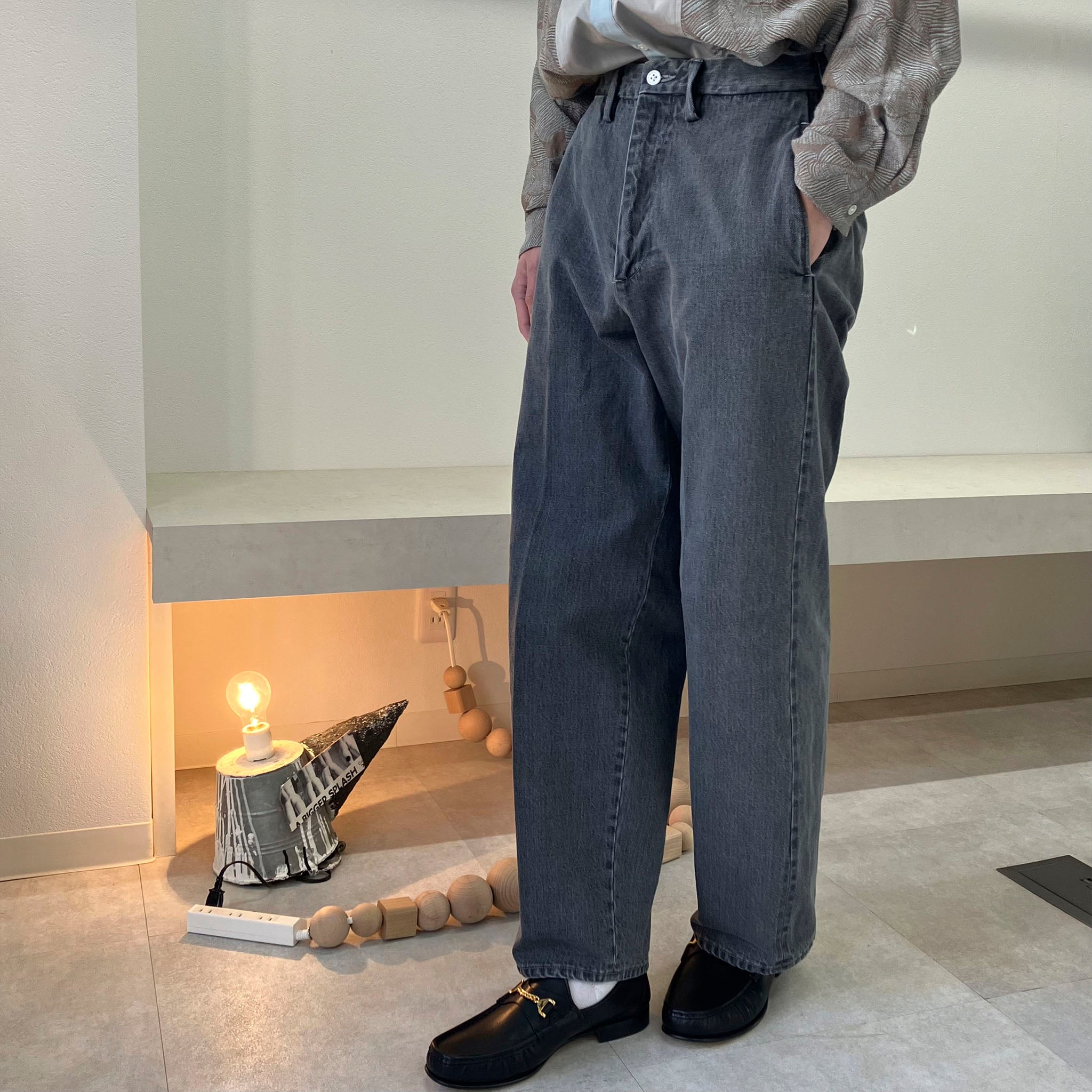 OKOLO "SIMONS JEANS" FADE BLACK DENIM TROUSERS