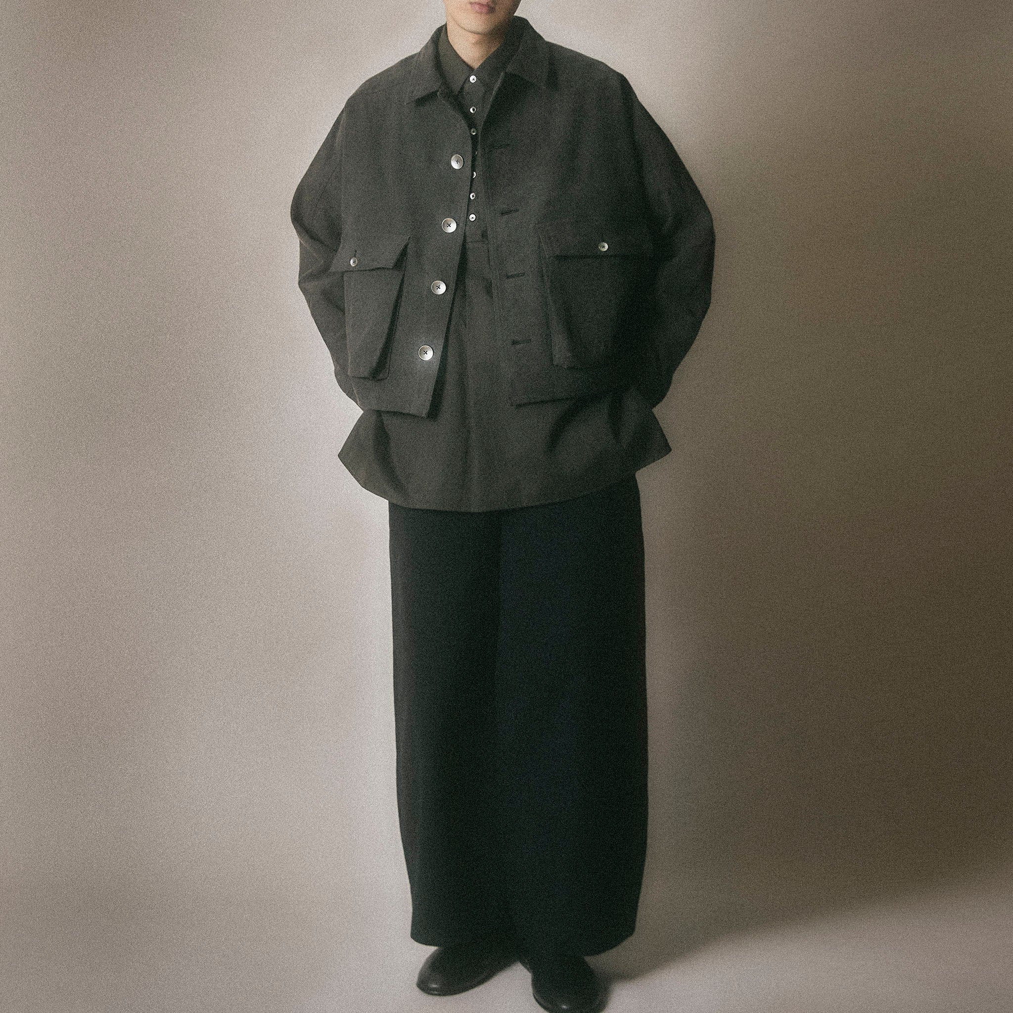 AXIS(アクシス)/ OVER SIZE PULL OVER SHIRT コットンサテンギャザープルオーバーシャツ