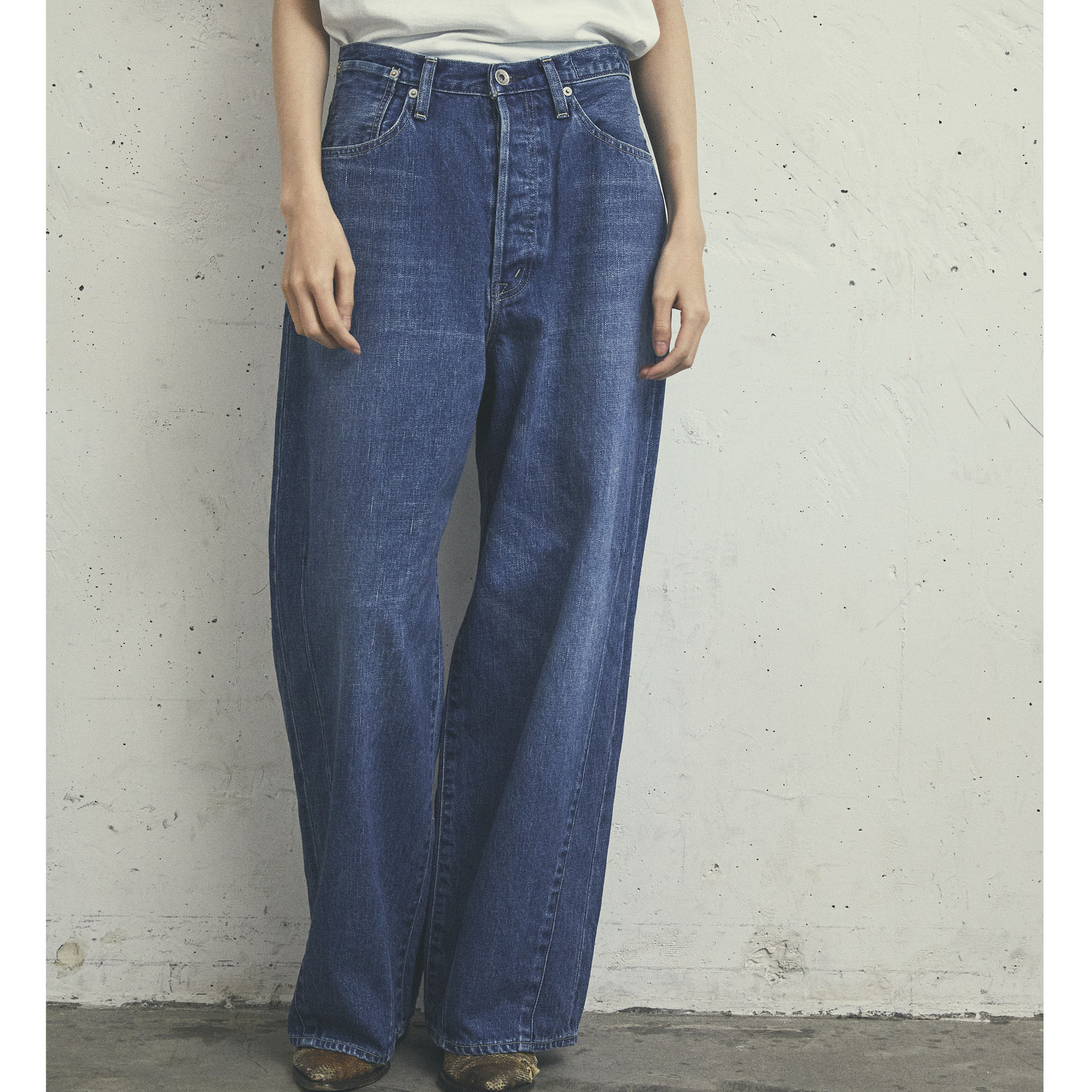 KURO "STRUCTURE DENIM PANTS" ヴィンテージフェード ワイドパンツ