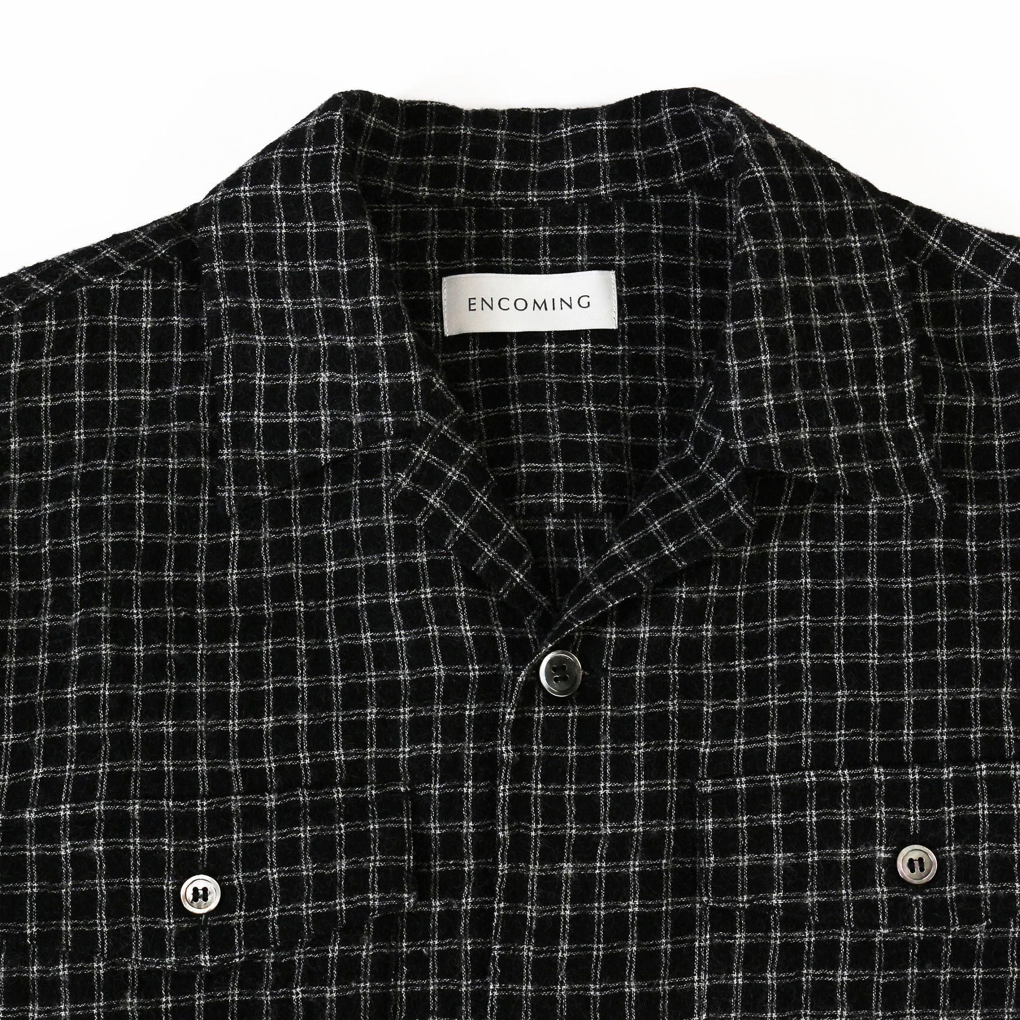 ENCOMING "OPEN COLLAR SHIRT" チェック オープンカラーシャツ