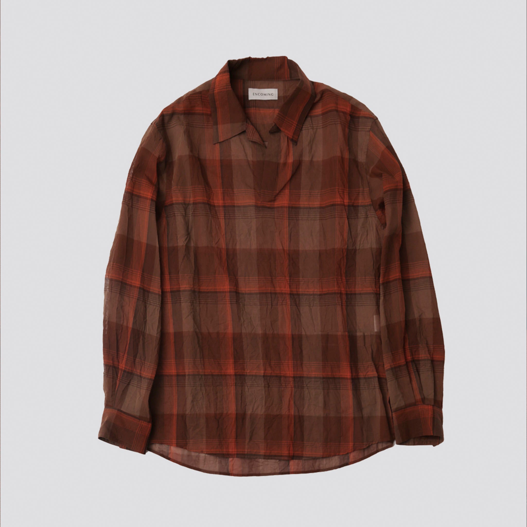ENCOMING "PULLOVER POCKETS SHIRT" チェック スキッパーシャツ