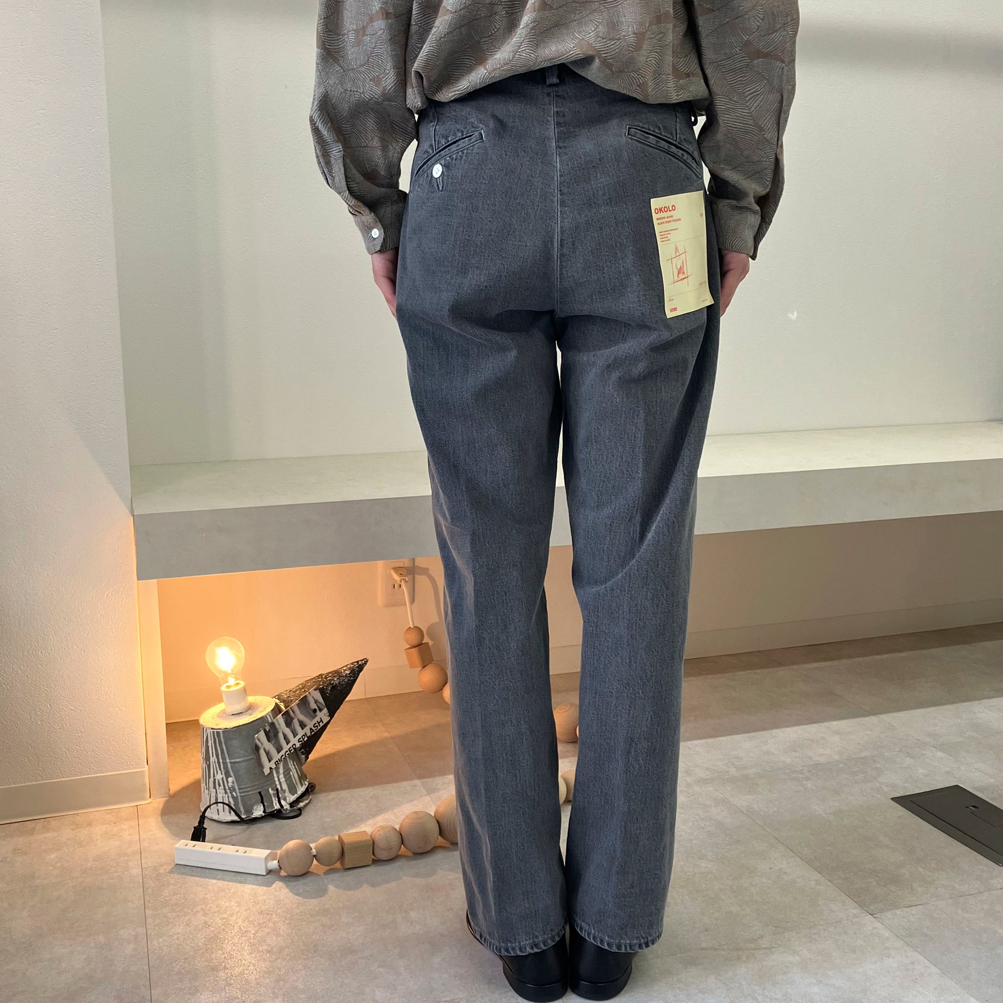 OKOLO "SIMONS JEANS" FADE BLACK DENIM TROUSERS