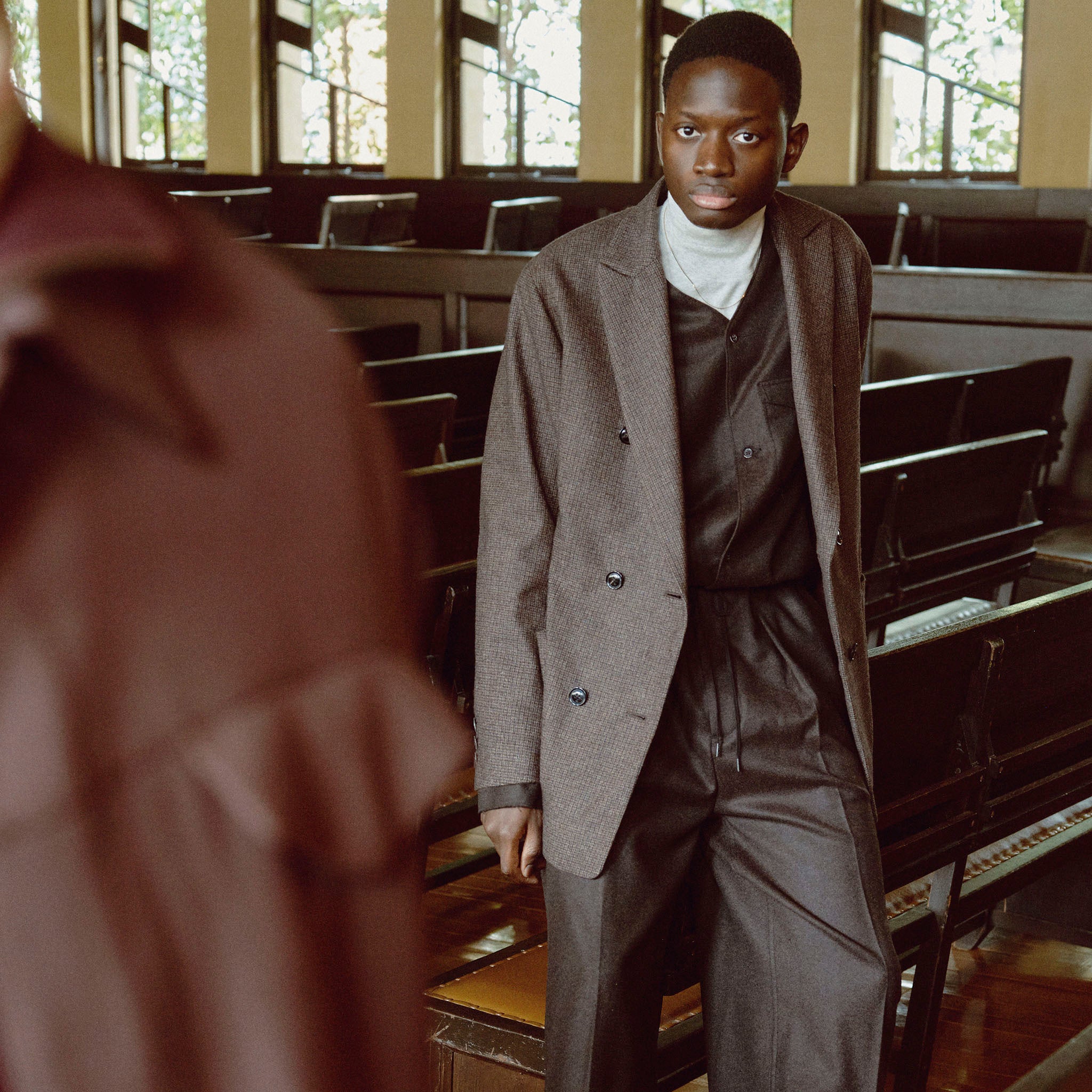 SABY "DOUBLE BREASTED BLAZER -W/C MELANGE TWEED-"