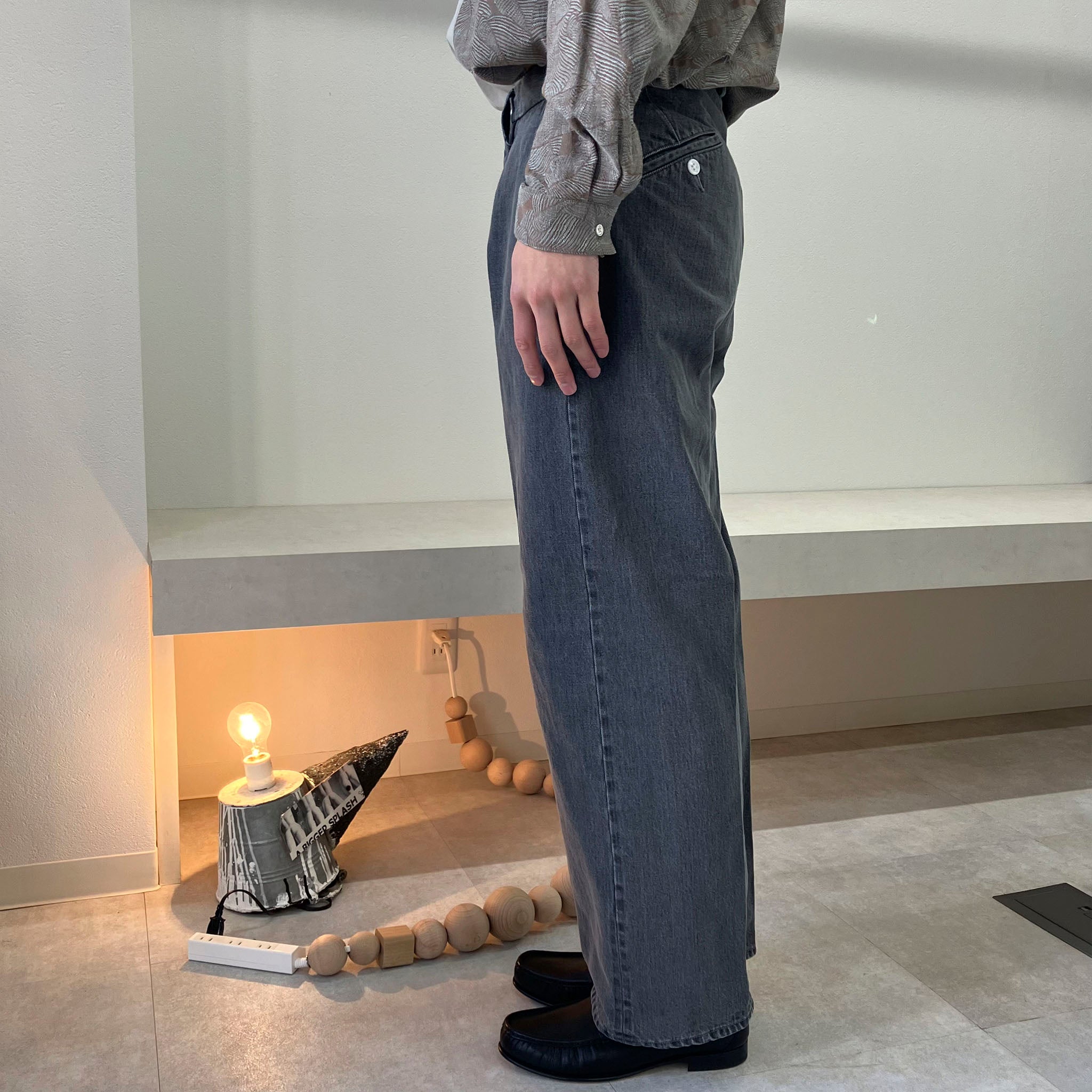 OKOLO "SIMONS JEANS" FADE BLACK DENIM TROUSERS