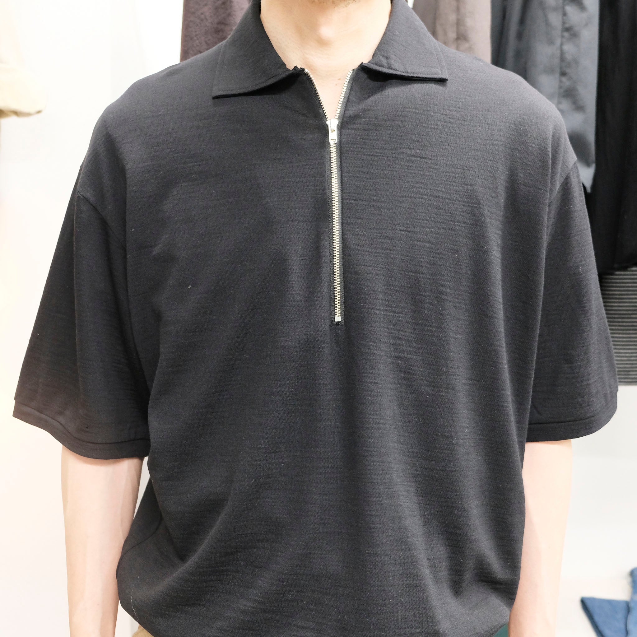 PRODUCT TWELVE (プロダクトトゥエルブ) / Super 140's Melino Wool Short Sleeve Half Zip