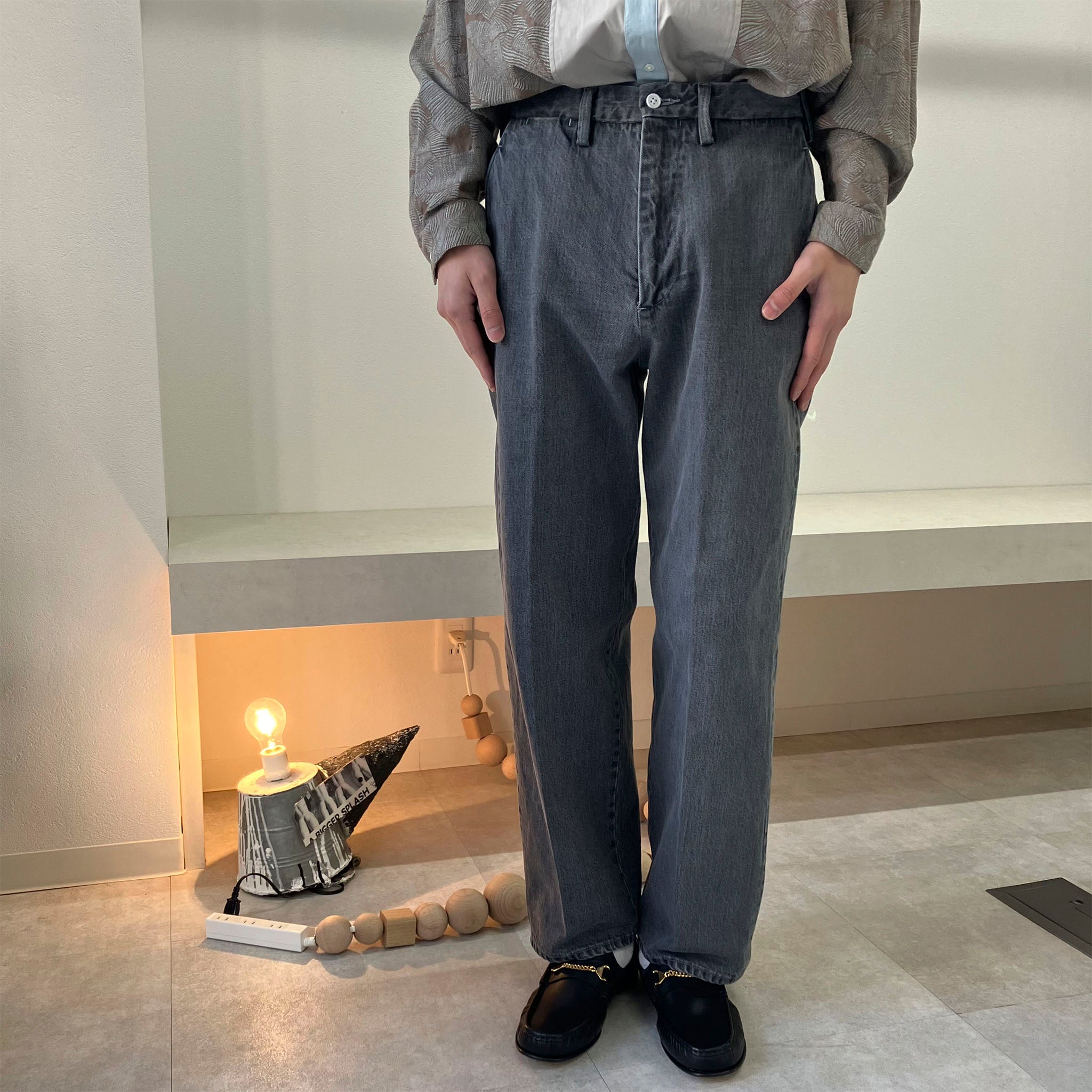 OKOLO "SIMONS JEANS" FADE BLACK DENIM TROUSERS