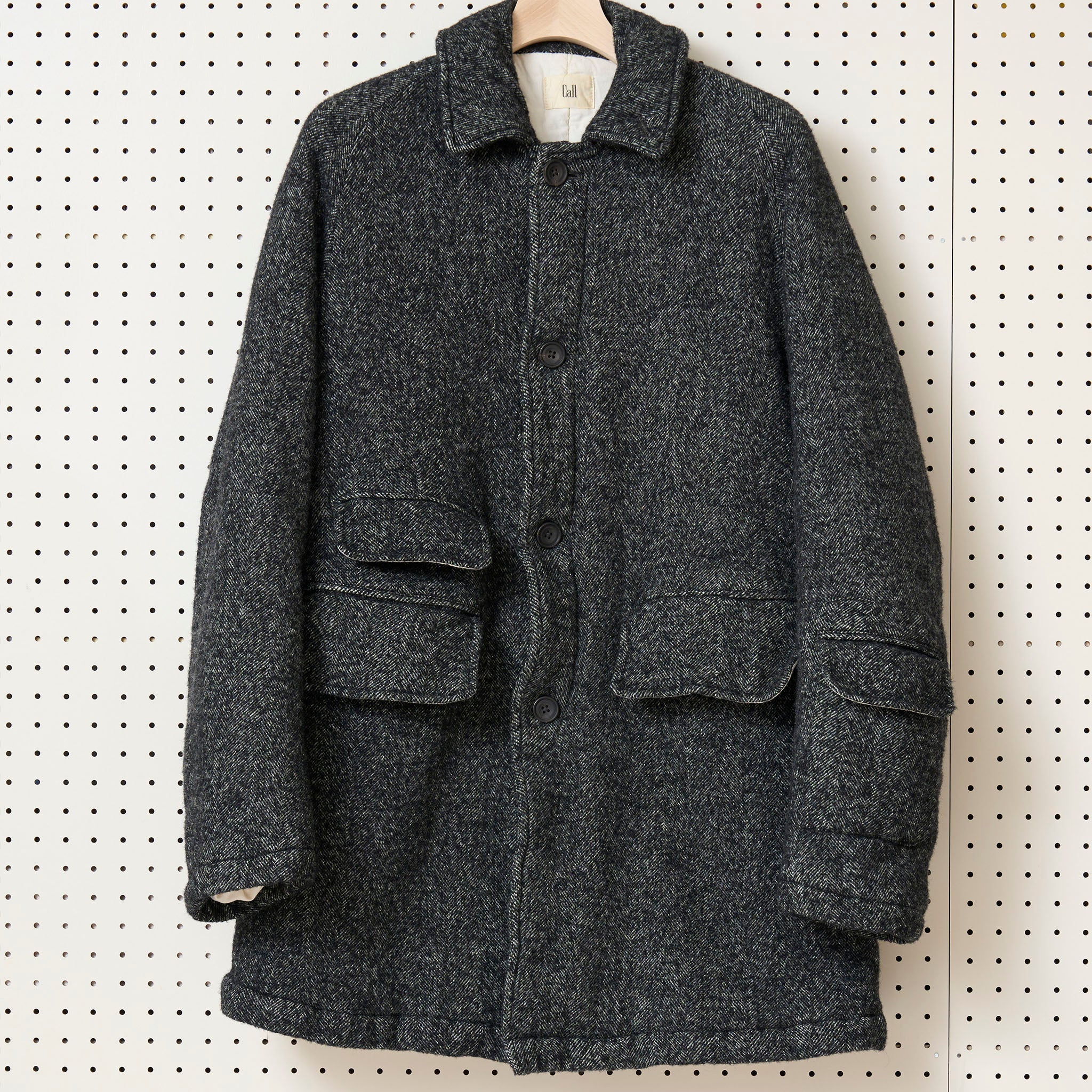 call "TWEED SHRINK Coverall" ツイード カバーオールデザイン ハーフコート