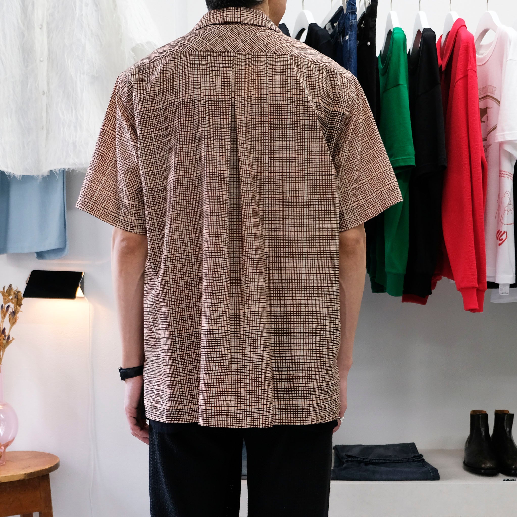SABY "OPEN COLLAR SHIRT - India Batik Fab -" インディ バティック 開襟シャツ