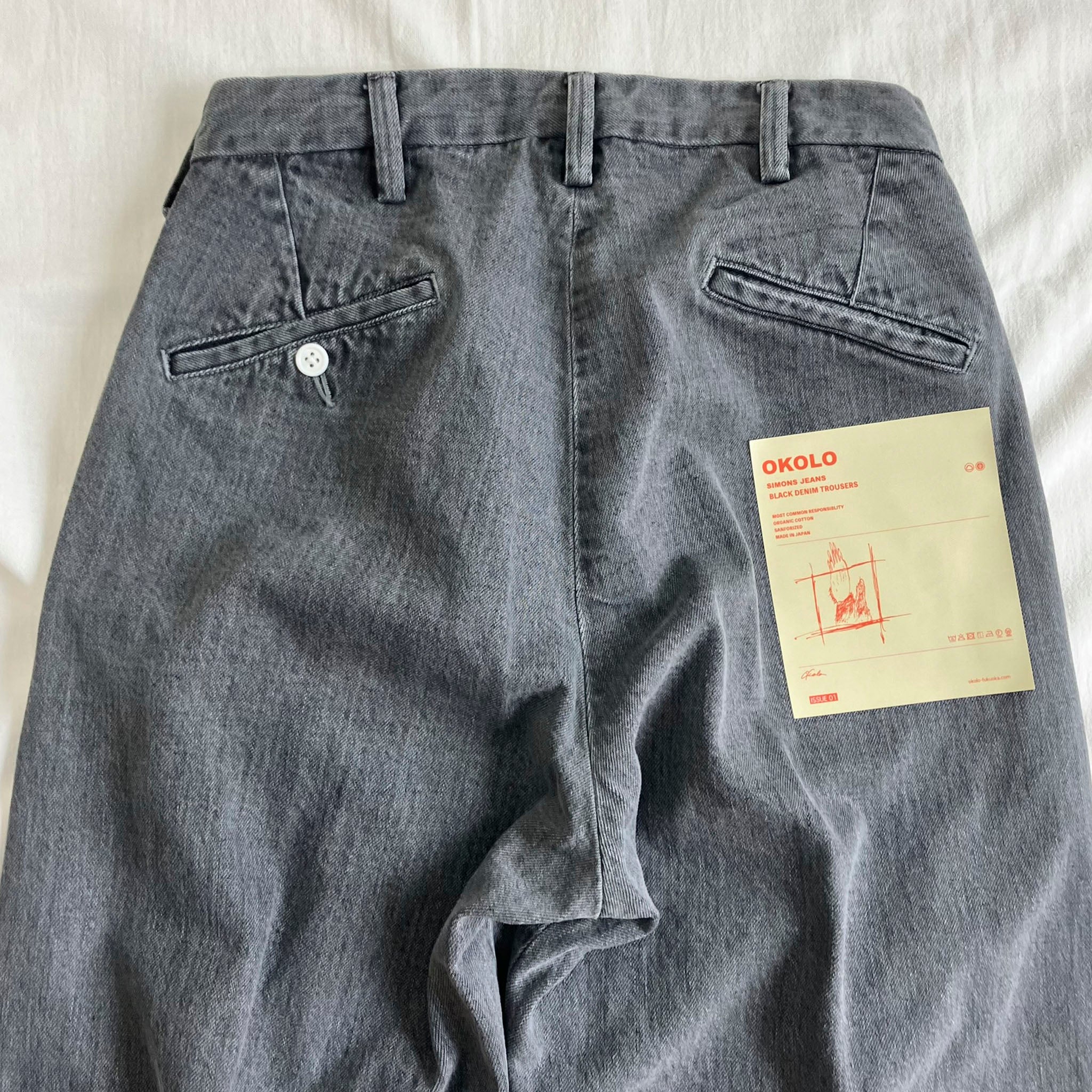 OKOLO "SIMONS JEANS" FADE BLACK DENIM TROUSERS