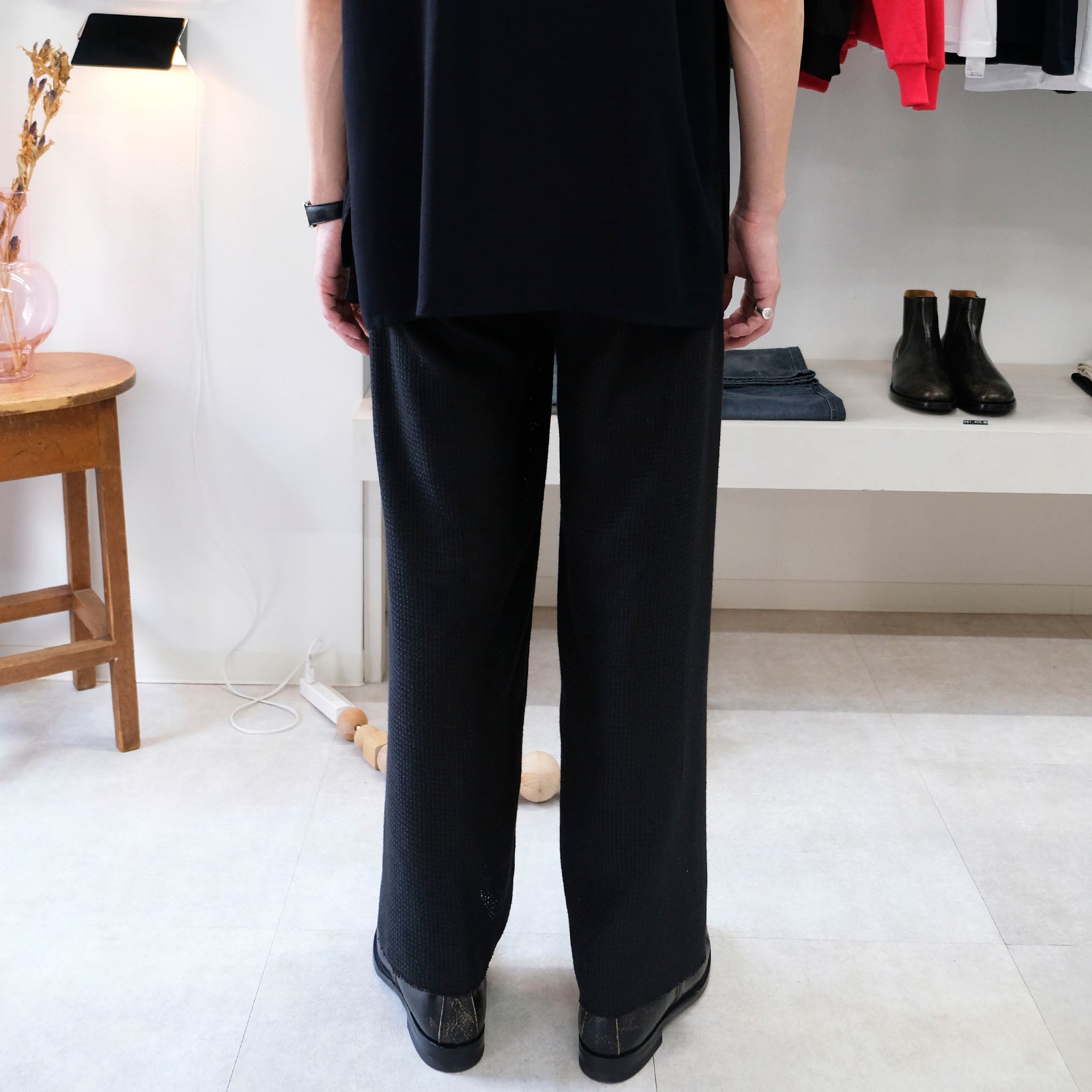 SABY "RAP PANTS TYPE TUCK BAGGY - Rayon Linen Mesh Fab -" メッシュ バギースラックス