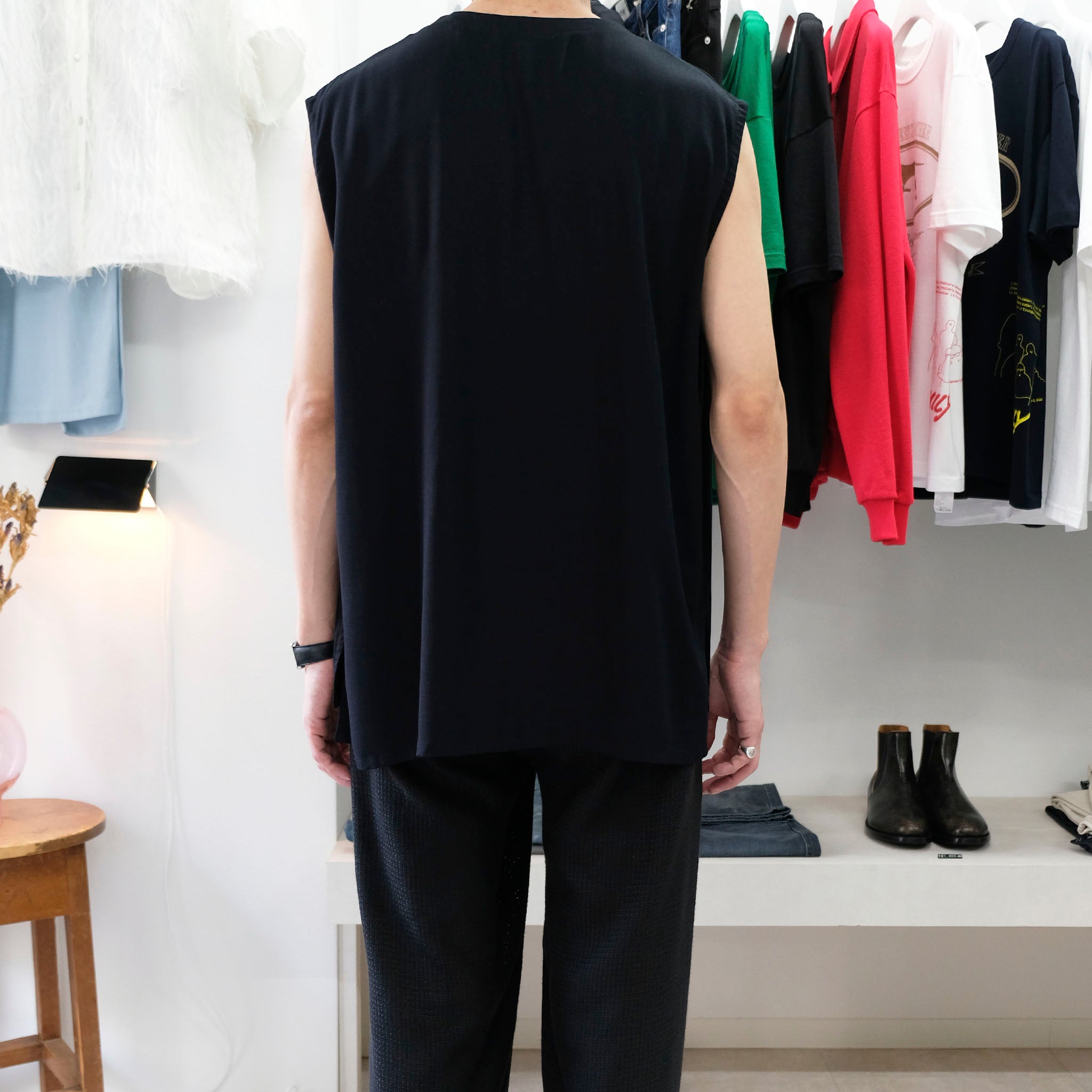 SABY "BAMBOO AMUZEN N-S SHIRTS" バンブー ジョーゼット ノースリーブTシャツ