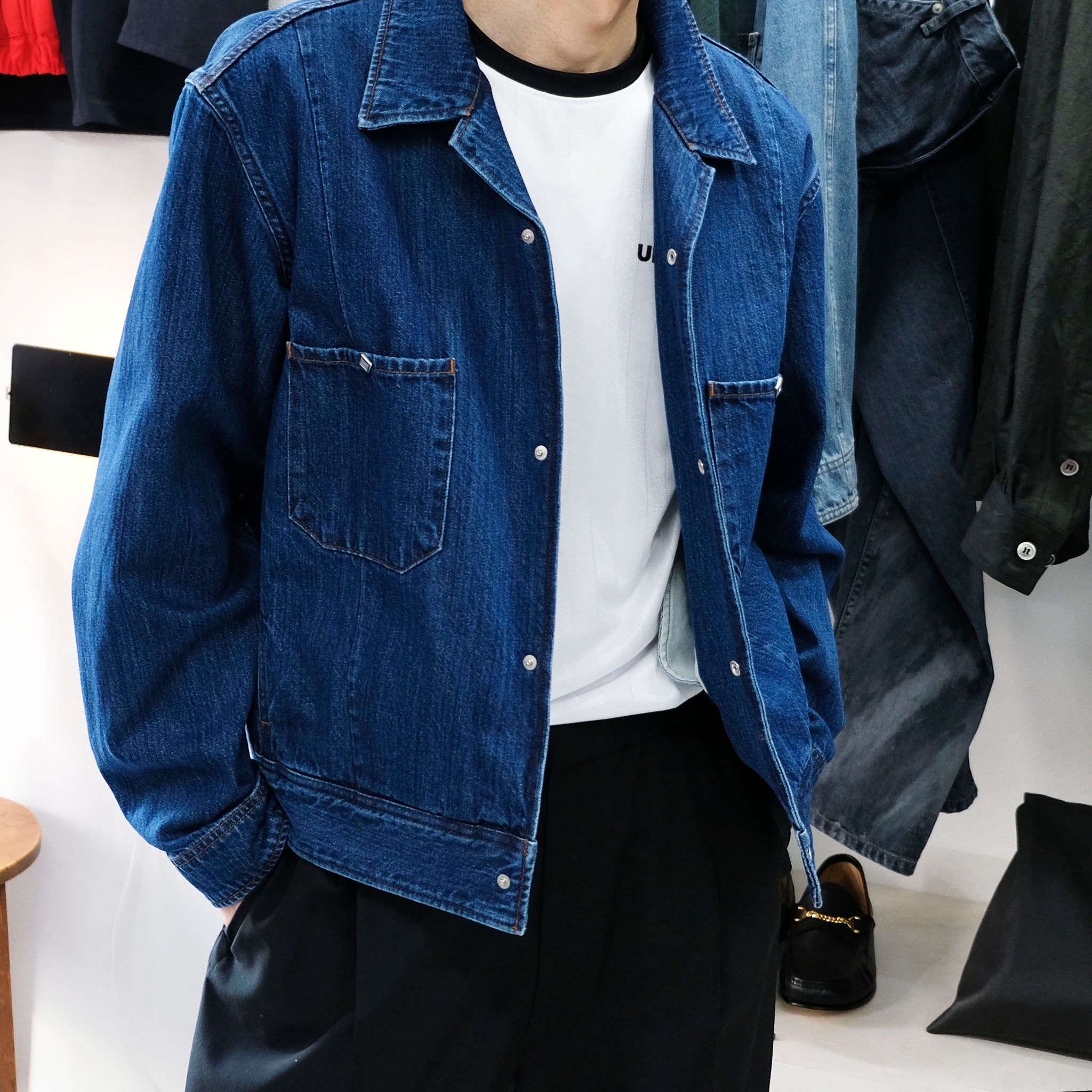 SABY "SHORT HORN JACKET - 11oz Monroe Vintage Wash Denim" ヴィンテージ ショートホーン デニムジャケット