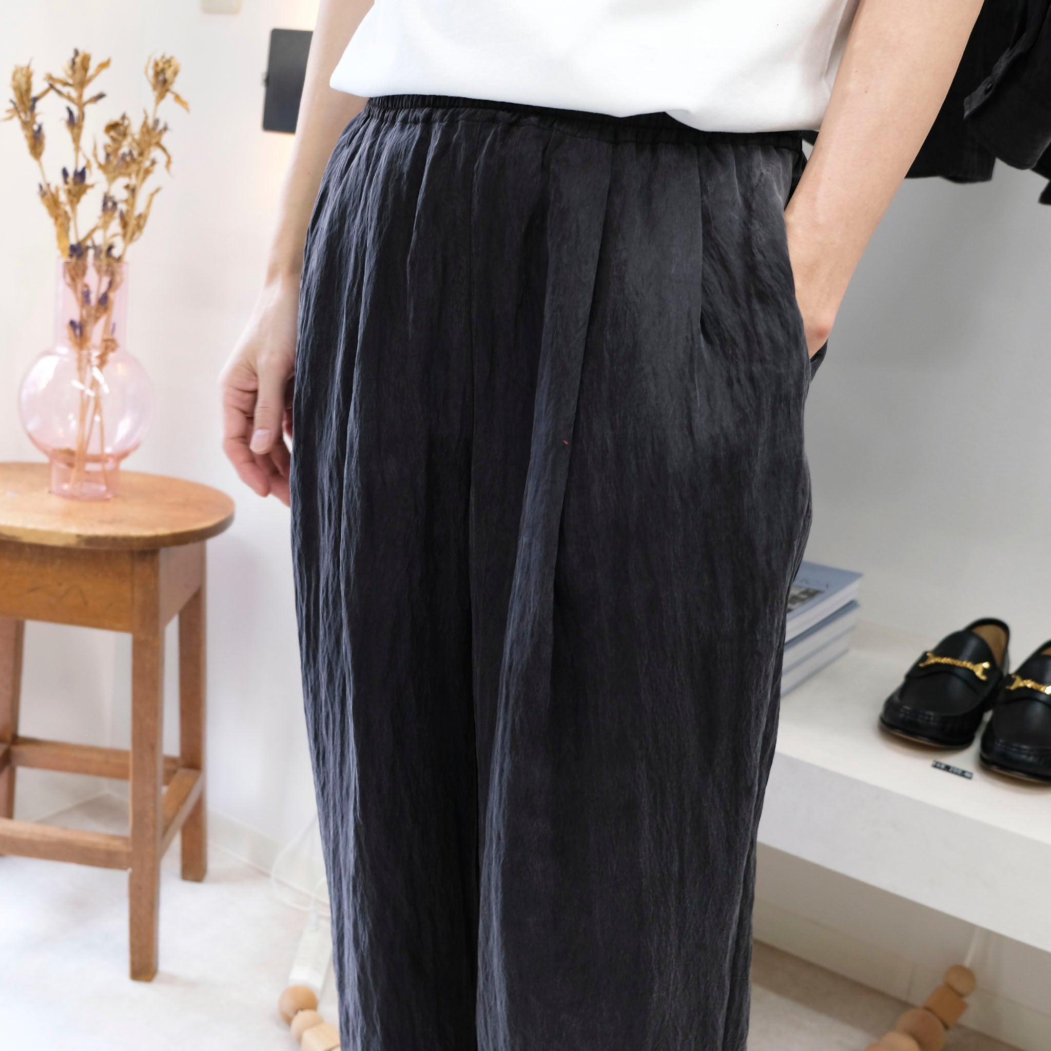 KIMMY "FLOW WIDE PANTS" ヴィンテージリヨセル ドレープワイドパンツ