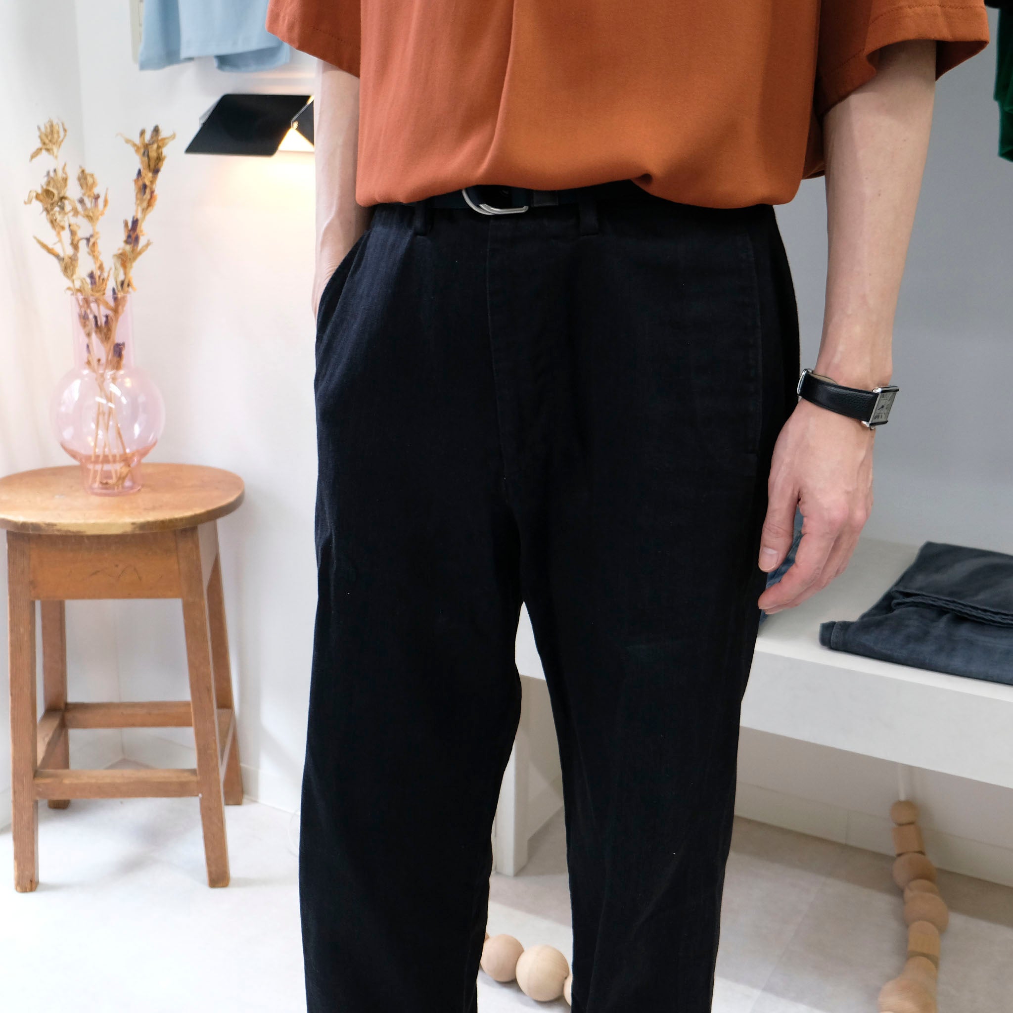 OKOLO "SIMONS JEANS" BLACK DENIM TROUSERS ブラックデニム トラウザーパンツ