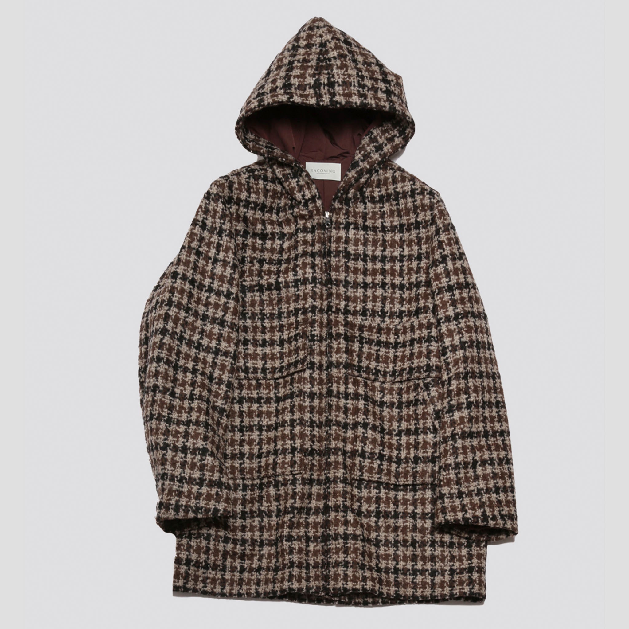 ENCOMING "OVER PARKA COAT" ループツイード パーカーコート