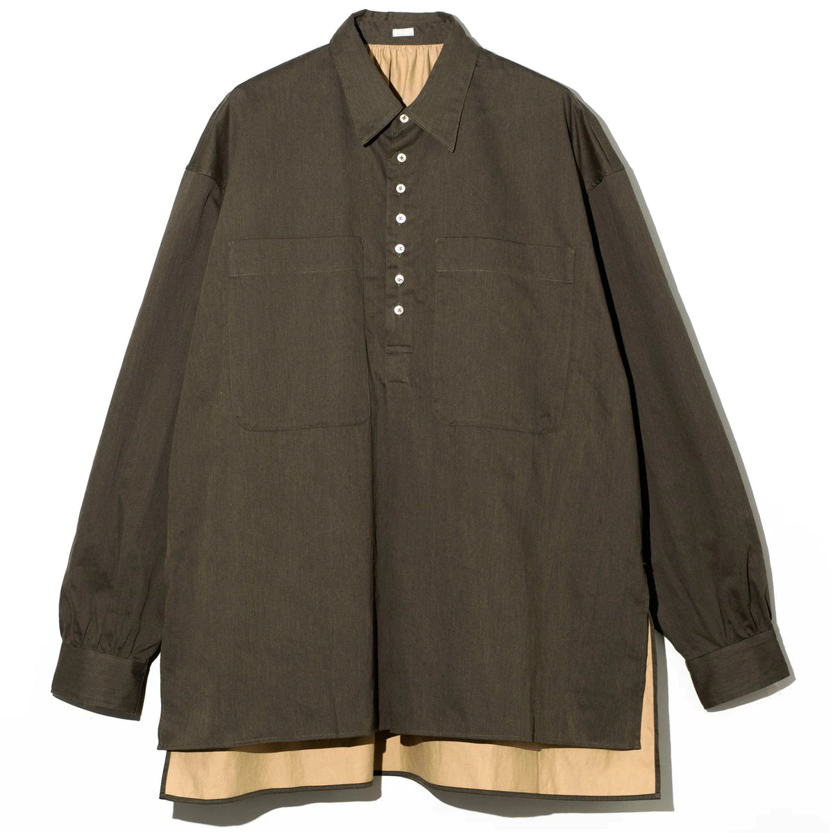 AXIS(アクシス)/ OVER SIZE PULL OVER SHIRT コットンサテンギャザープルオーバーシャツ