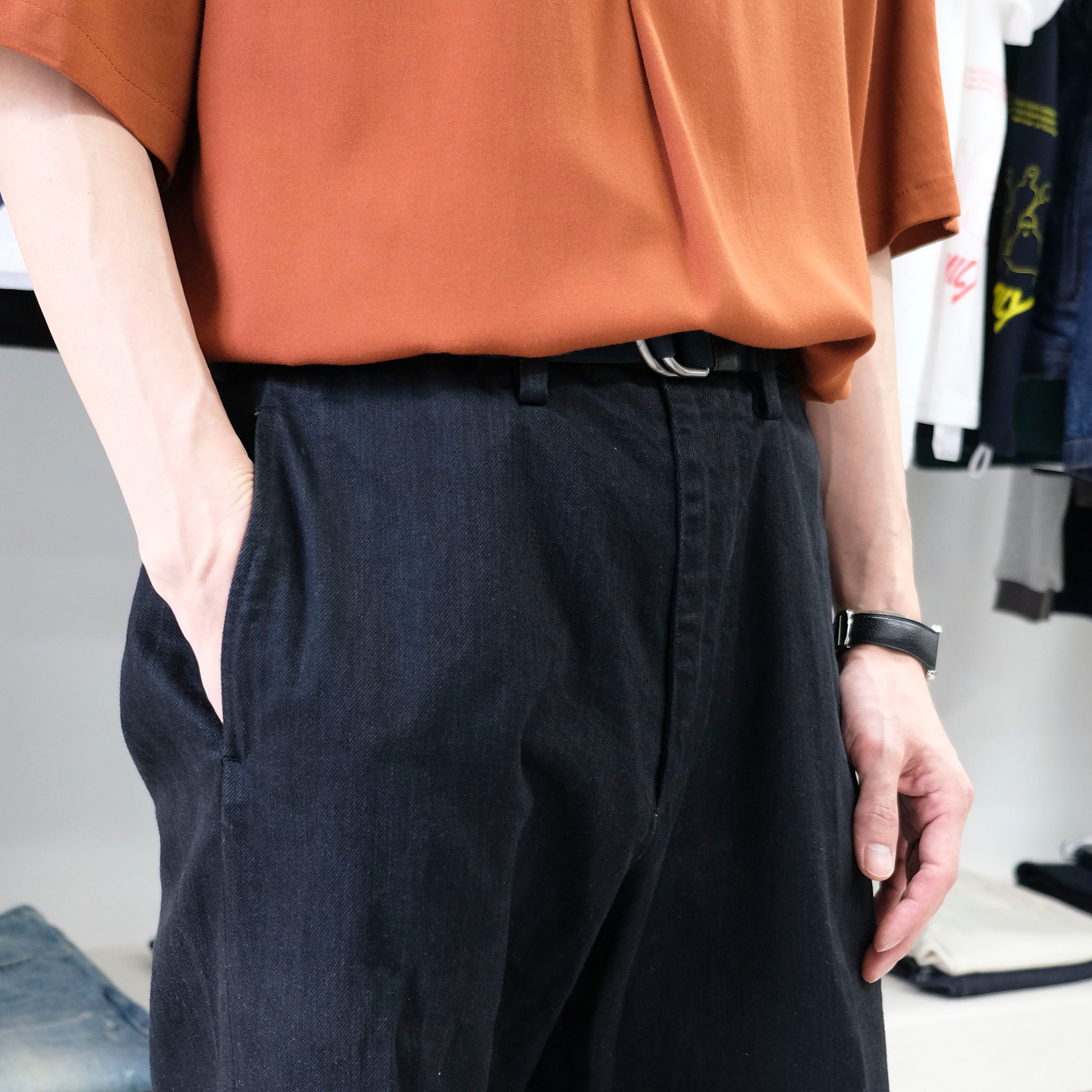 OKOLO "SIMONS JEANS" BLACK DENIM TROUSERS ブラックデニム トラウザーパンツ