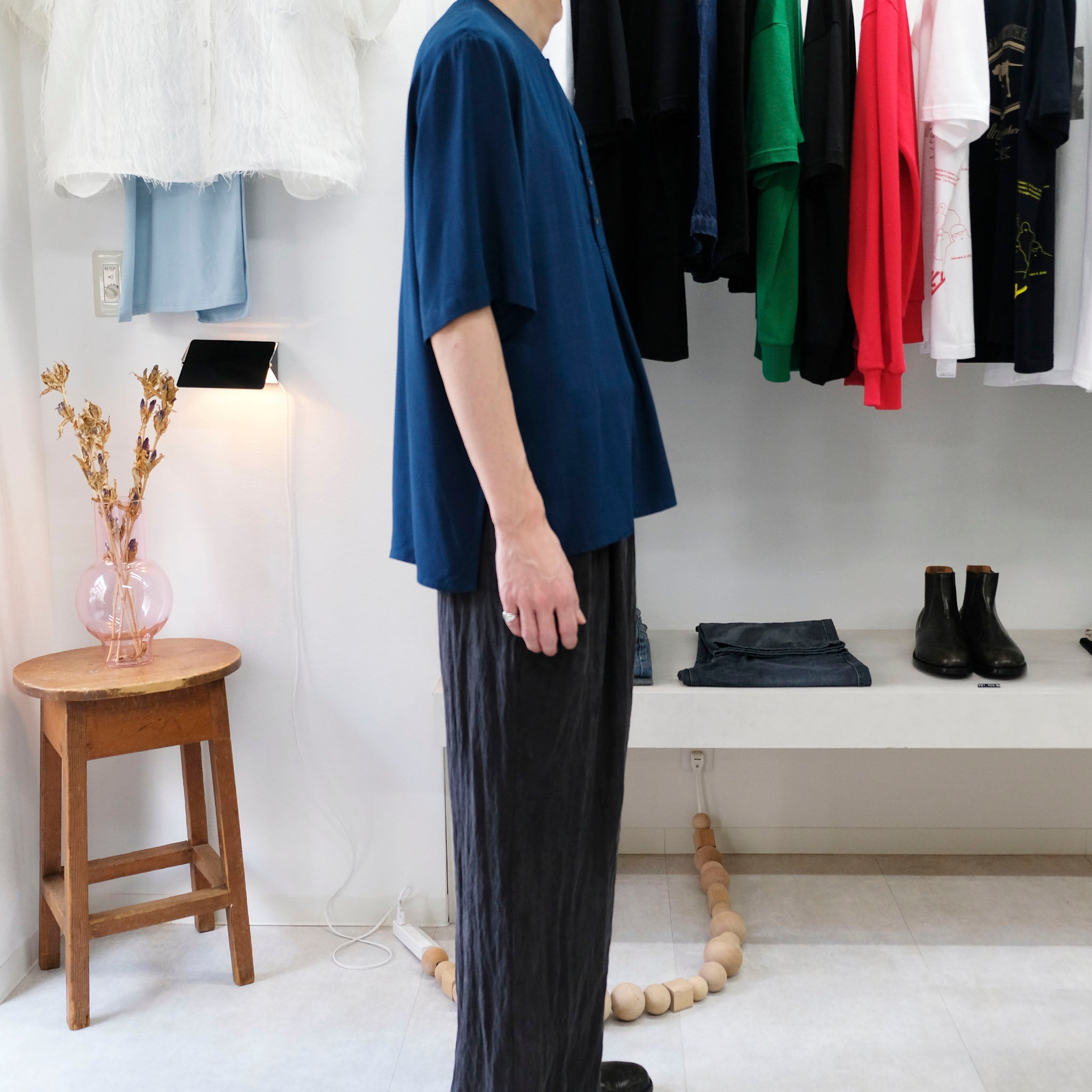 SABY "BAMBOO AMUZEN H-N SHIRTS" バンブー ジョーゼット ヘンリーネックTシャツ