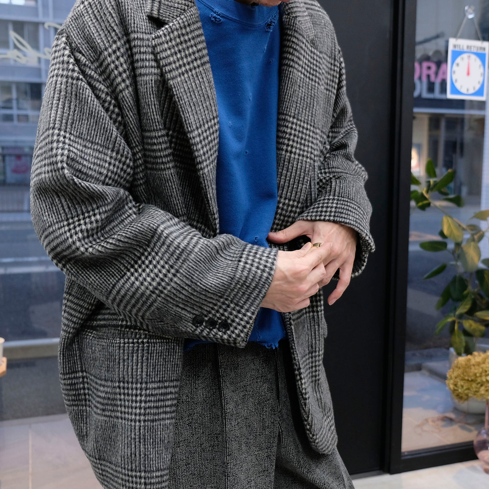 RYU "glen plaid 2B jacket" グレンチェック アンゴラウール テーラードジャケット