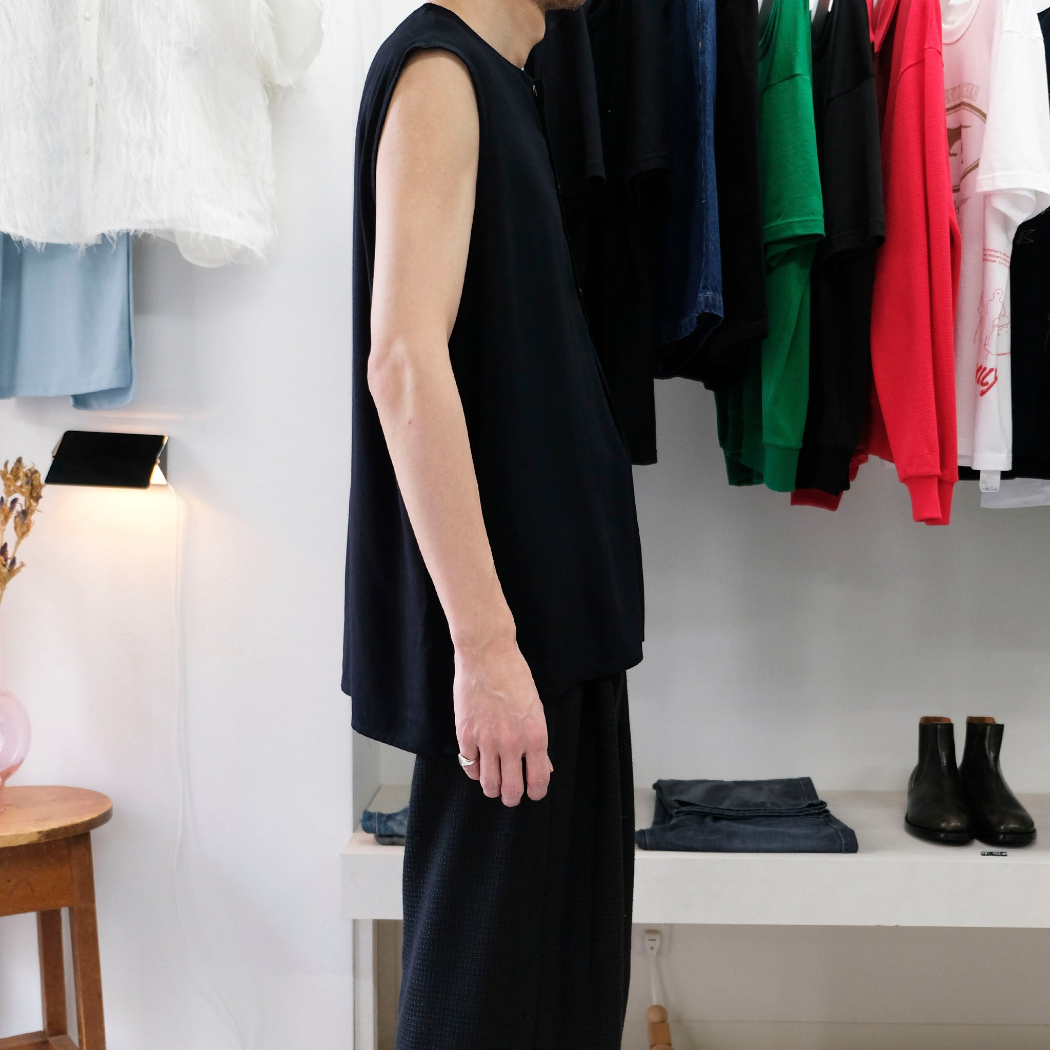 SABY "BAMBOO AMUZEN N-S SHIRTS" バンブー ジョーゼット ノースリーブTシャツ