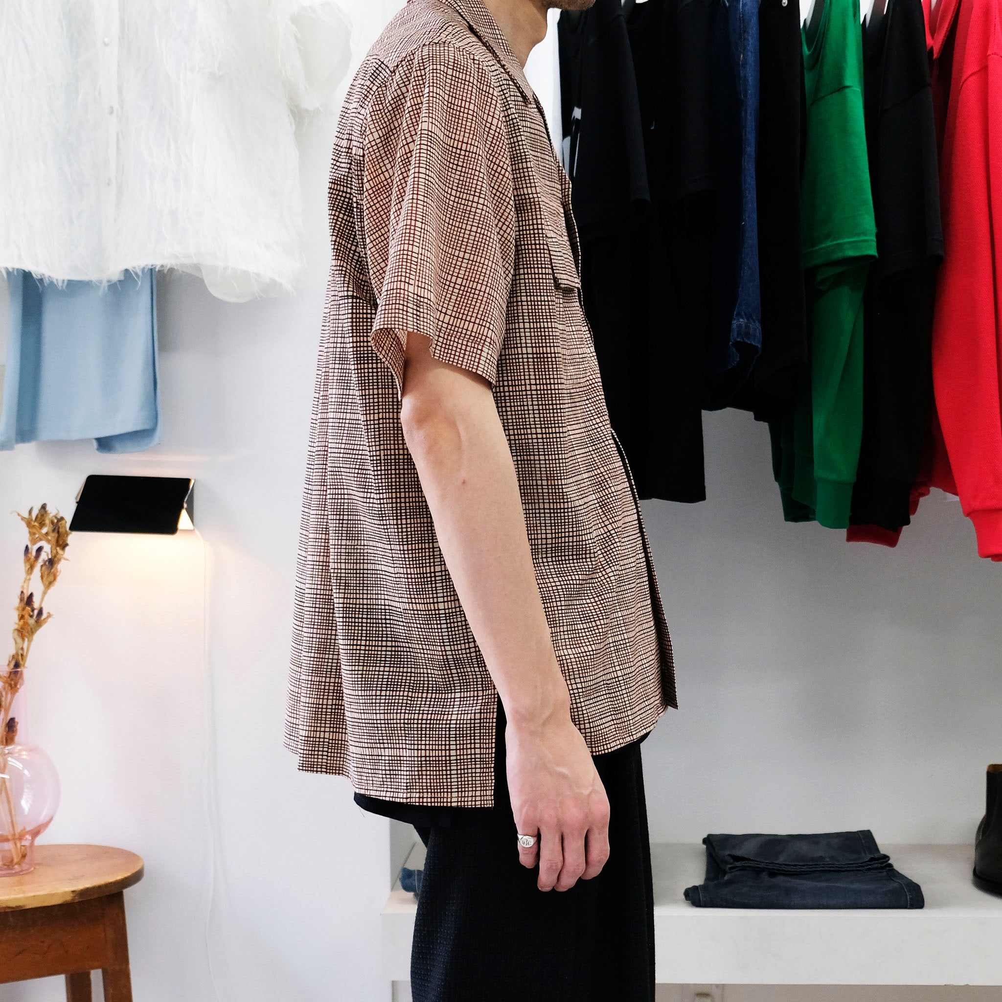 SABY "OPEN COLLAR SHIRT - India Batik Fab -" インディ バティック 開襟シャツ