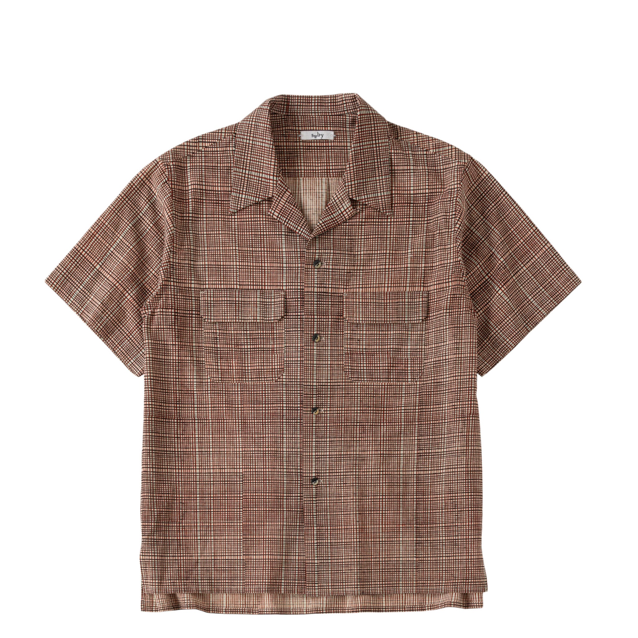 SABY "OPEN COLLAR SHIRT - India Batik Fab -" インディ バティック 開襟シャツ