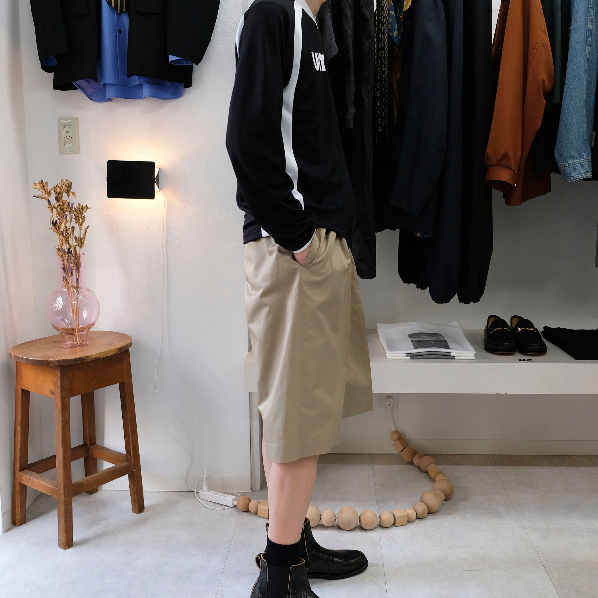 REVERBERATE "TACKED CHINO SHORTS - PLANE - STANDARD" チノ ワイドショーツ