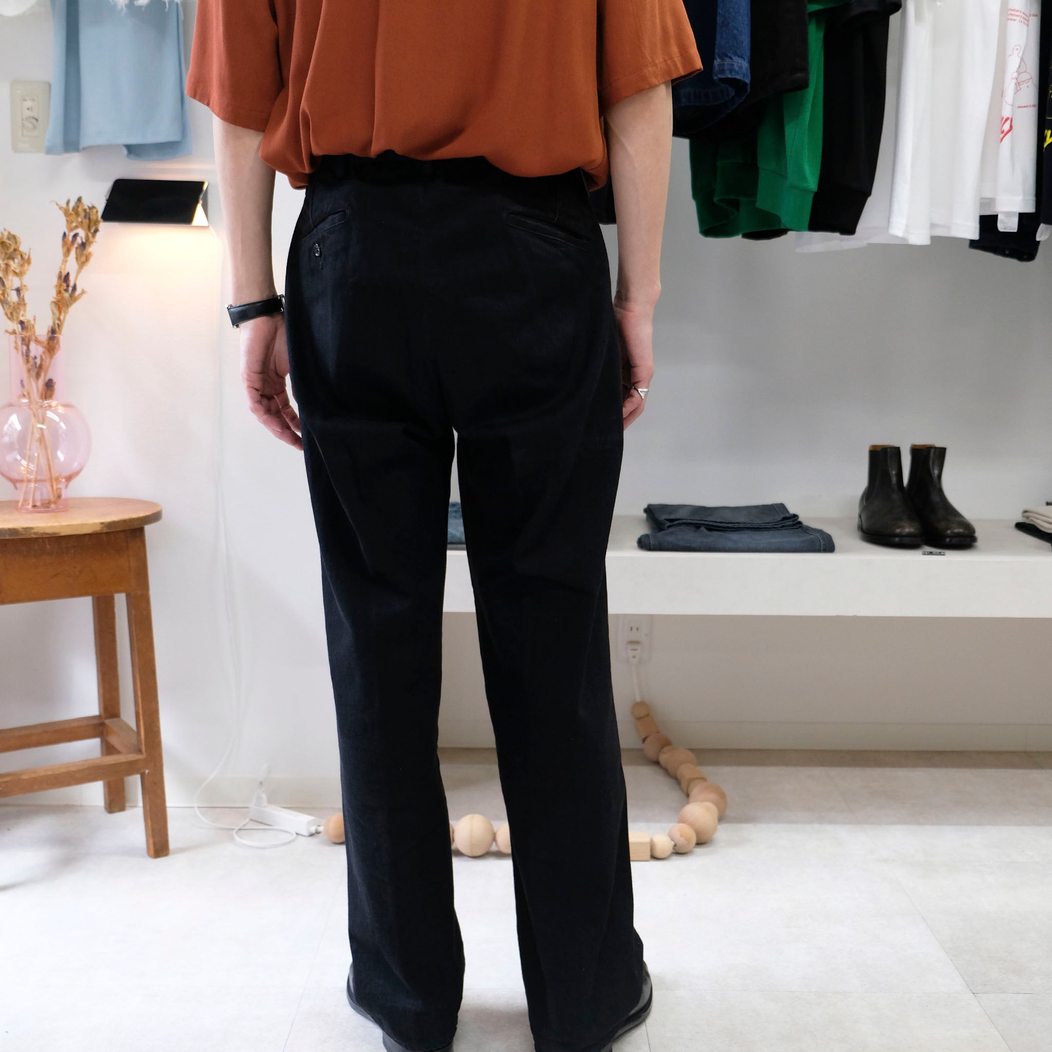 OKOLO "SIMONS JEANS" BLACK DENIM TROUSERS ブラックデニム トラウザーパンツ