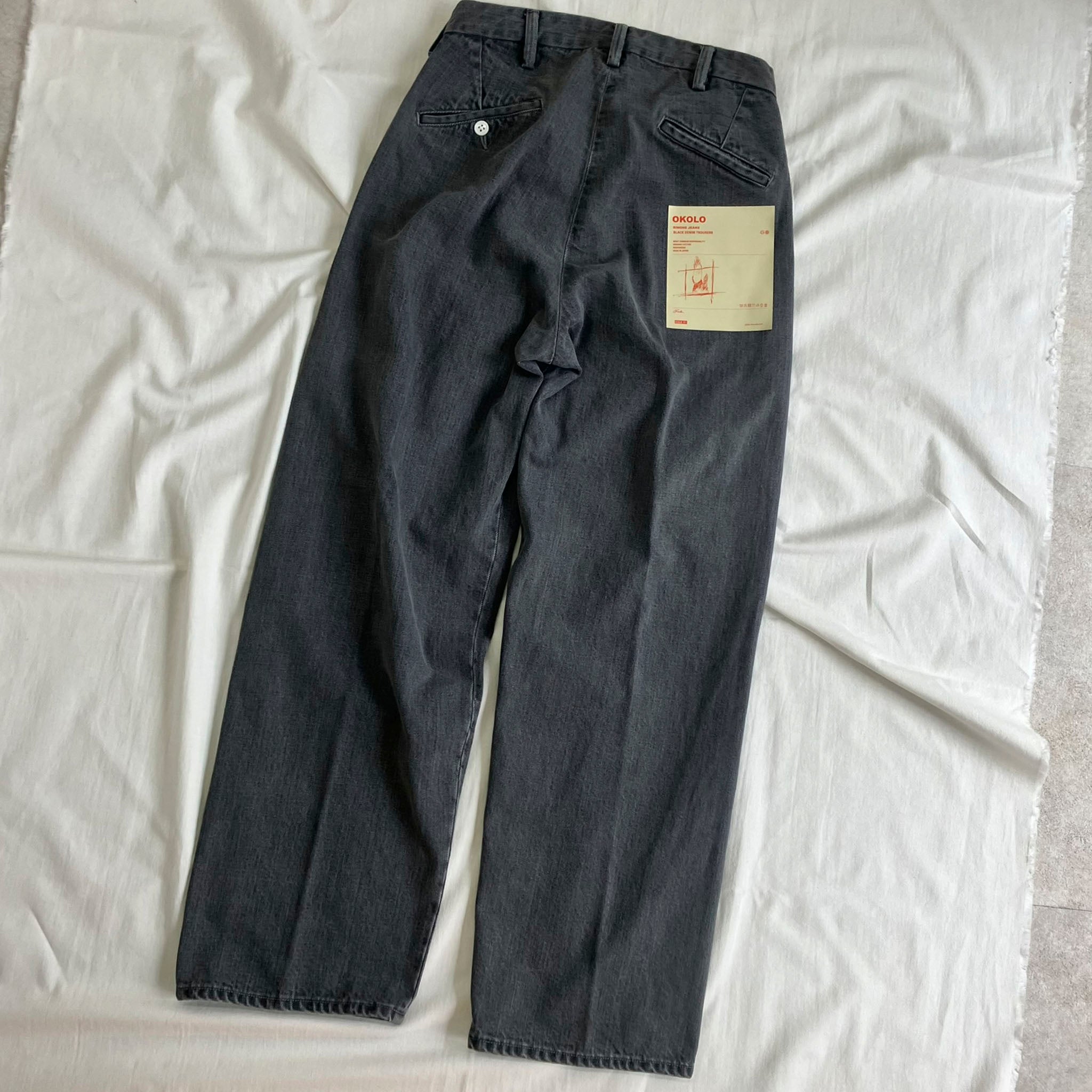 OKOLO "SIMONS JEANS" FADE BLACK DENIM TROUSERS