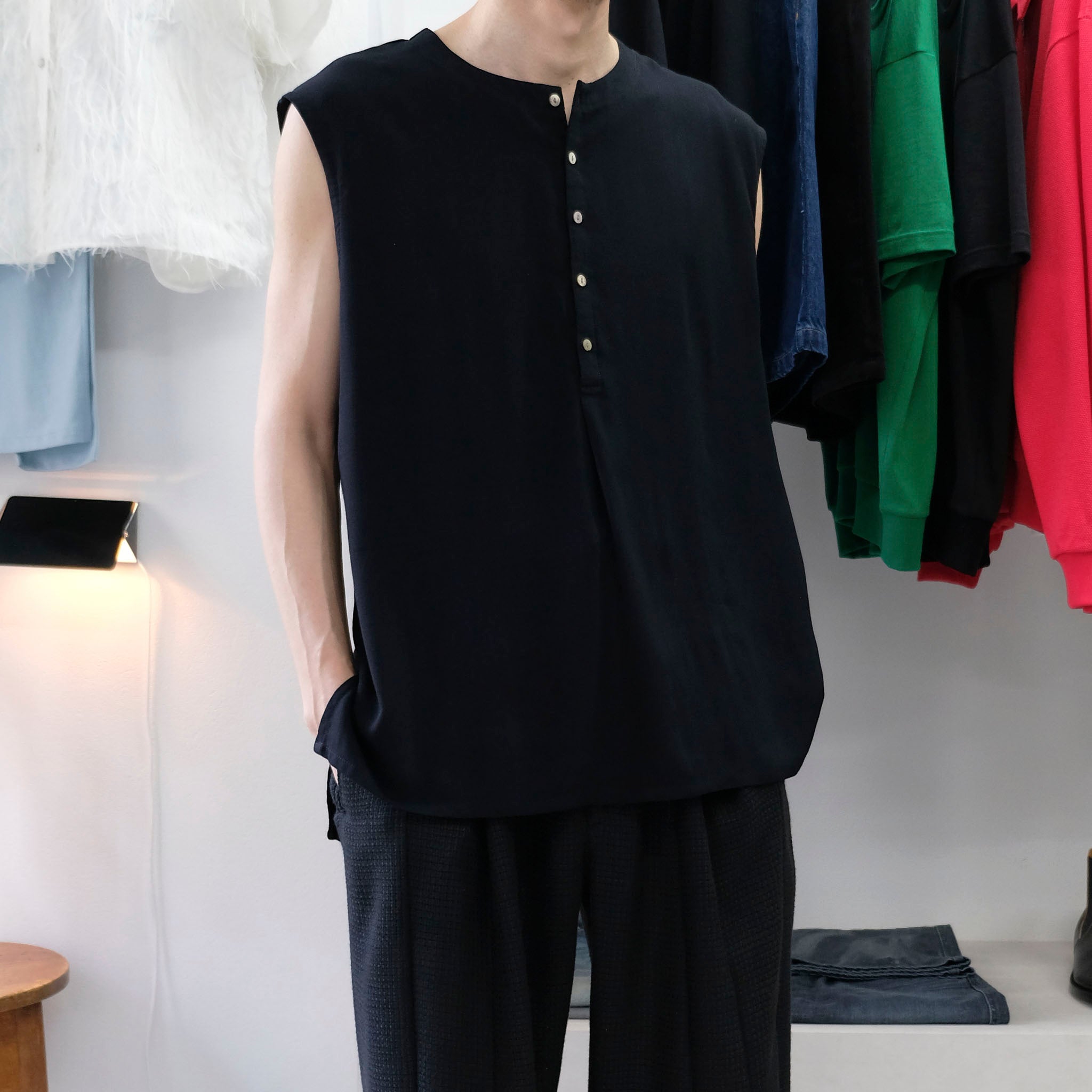 SABY "BAMBOO AMUZEN N-S SHIRTS" バンブー ジョーゼット ノースリーブTシャツ