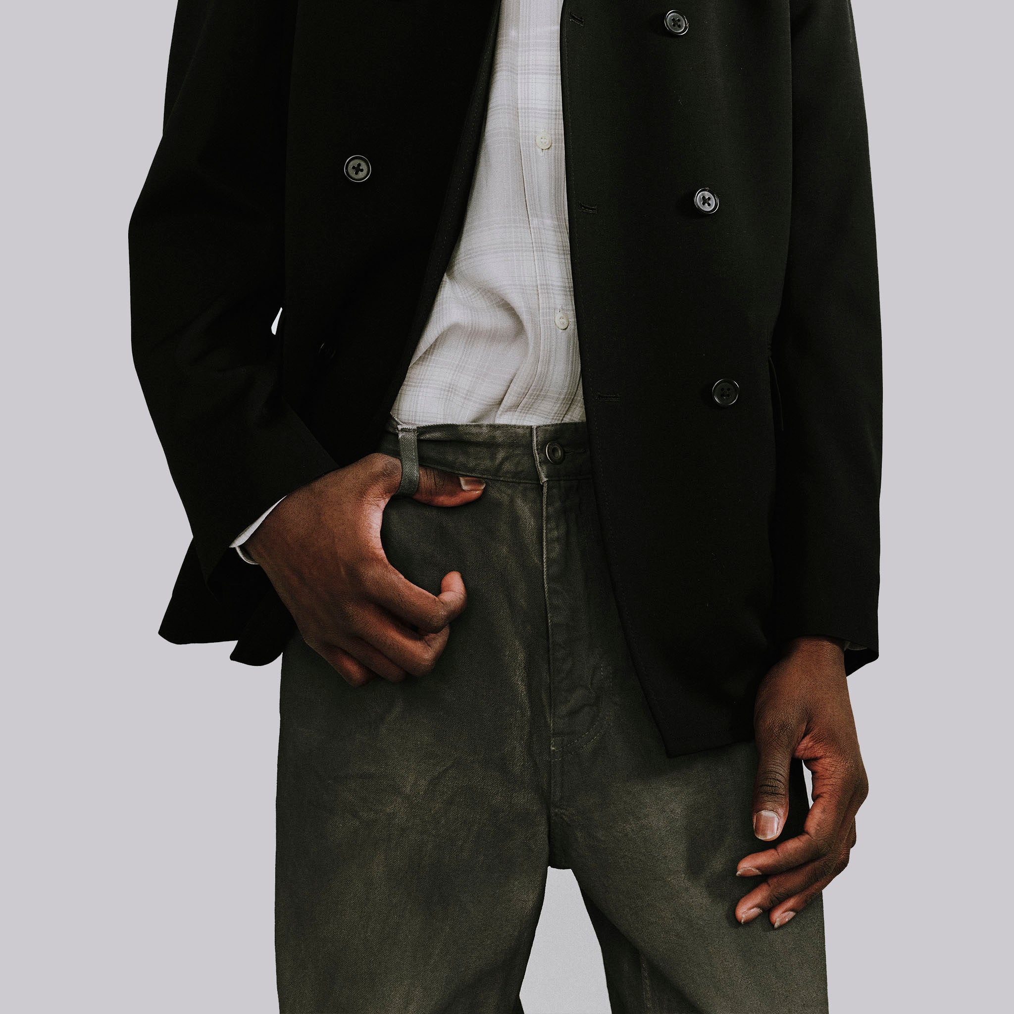 ENCOMING "BRUSHED DENIM TROUSER" フェードデニム トラウザーパンツ