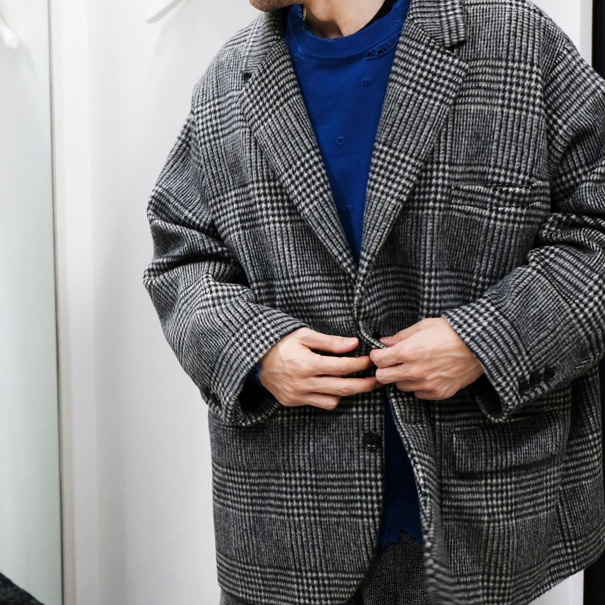 RYU "glen plaid 2B jacket" グレンチェック アンゴラウール テーラードジャケット