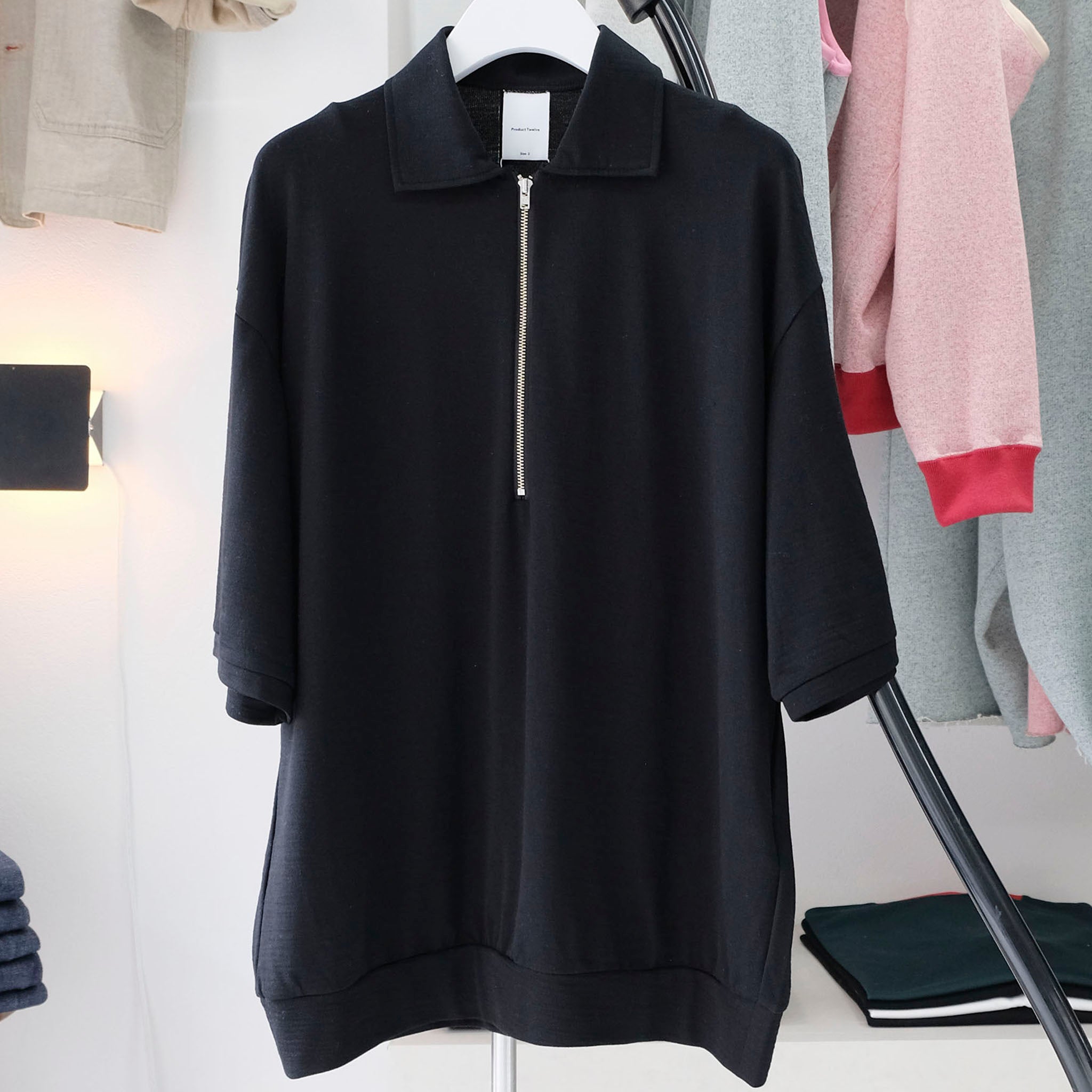 PRODUCT TWELVE (プロダクトトゥエルブ) / Super 140's Melino Wool Short Sleeve Half Zip