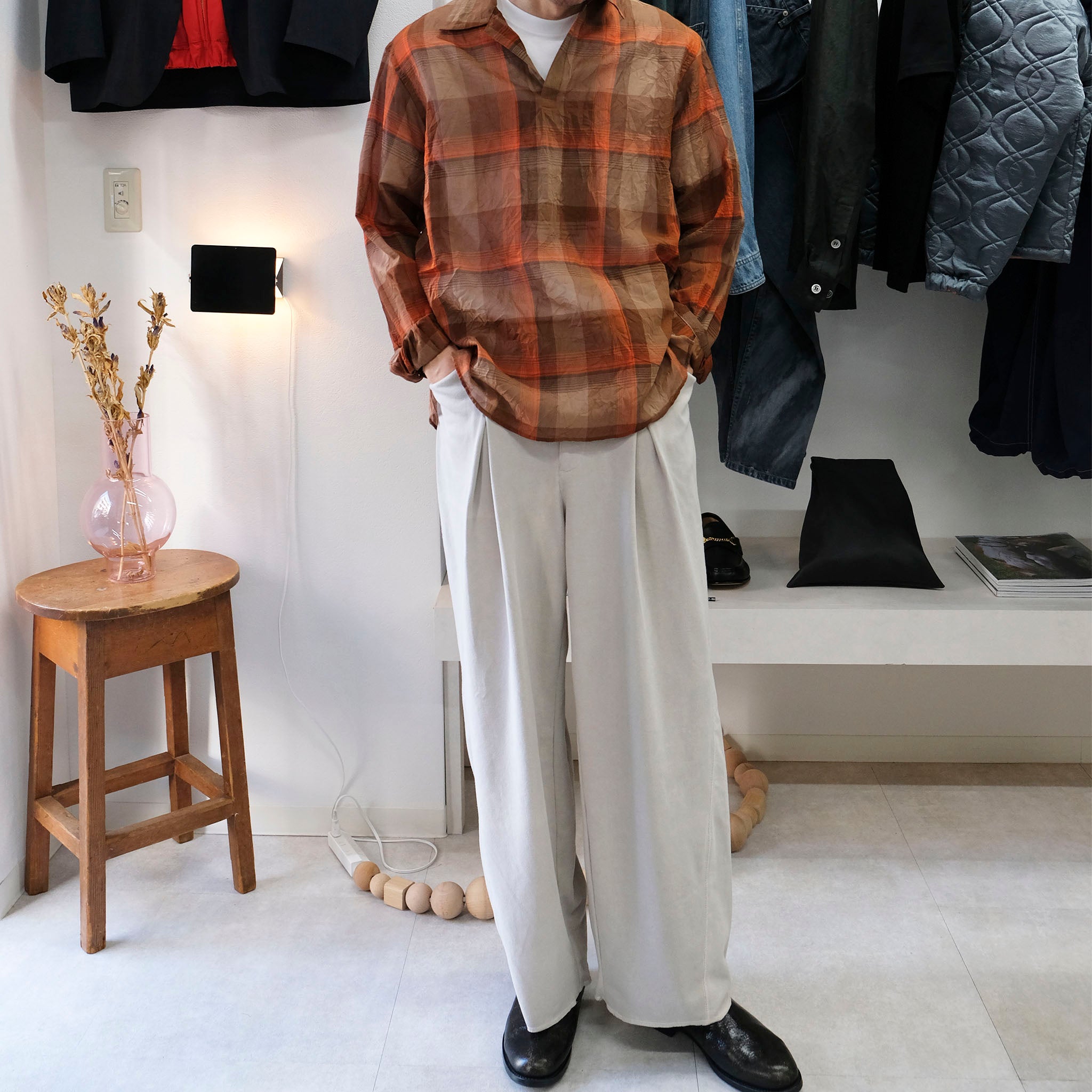 ENCOMING "PULLOVER POCKETS SHIRT" チェック スキッパーシャツ