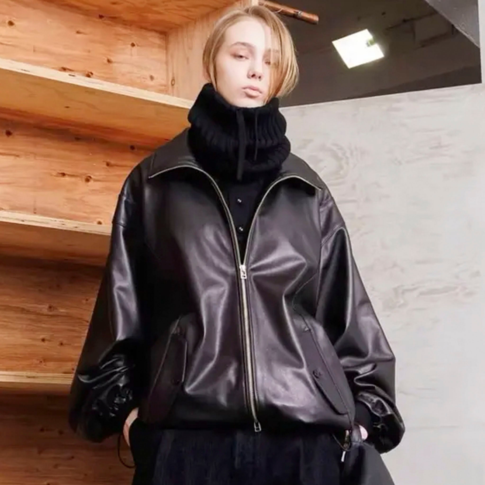 VOAAOV(ヴォアーブ)/ LIMITED-EDITION SHEEP LEATHER TRACK JACKET シープレザートラックジャケット