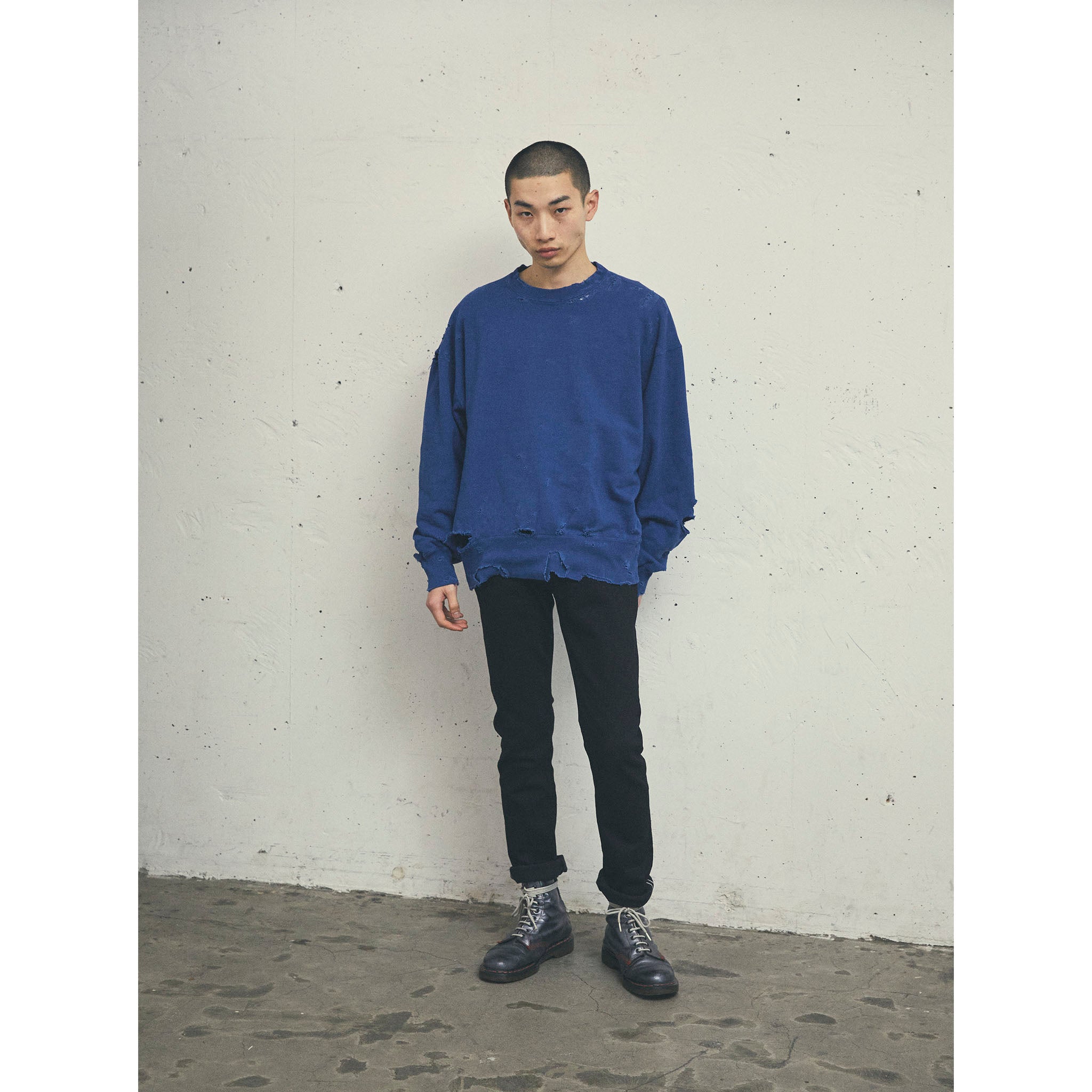 KURO "MORE DAMAGE WASHED CREW NECK SWEAT" スペシャルダメージ スウェット