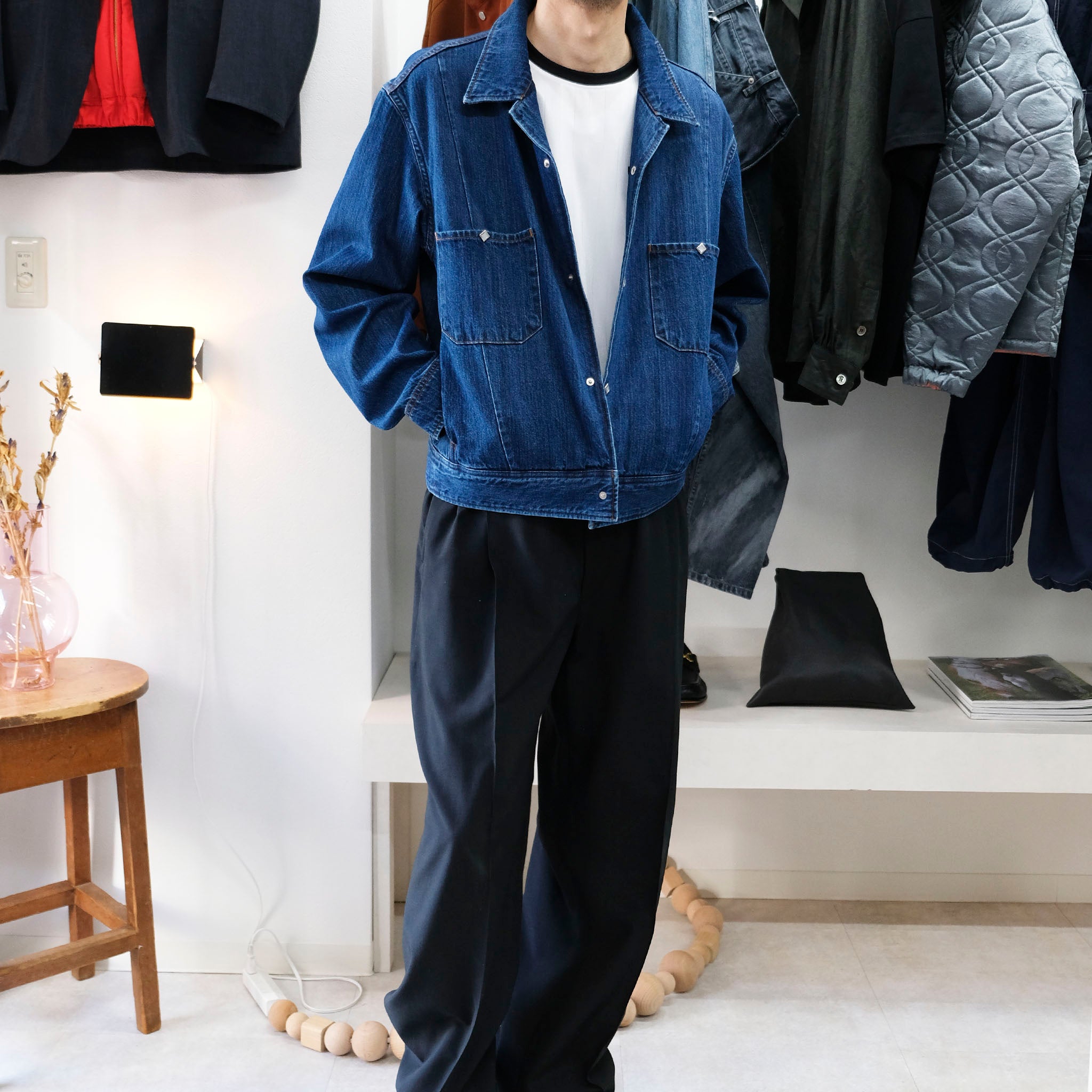 SABY "SHORT HORN JACKET - 11oz Monroe Vintage Wash Denim" ヴィンテージ ショートホーン デニムジャケット
