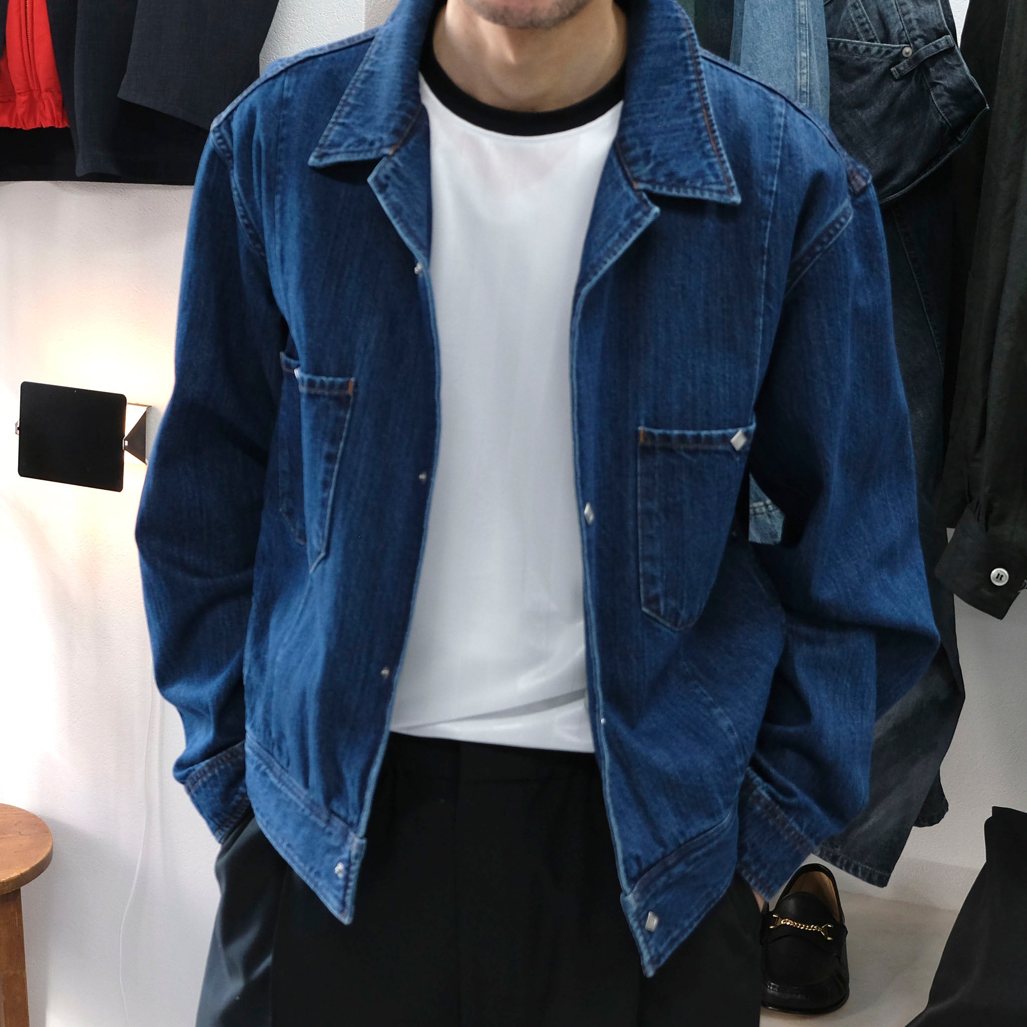 SABY "SHORT HORN JACKET - 11oz Monroe Vintage Wash Denim" ヴィンテージ ショートホーン デニムジャケット