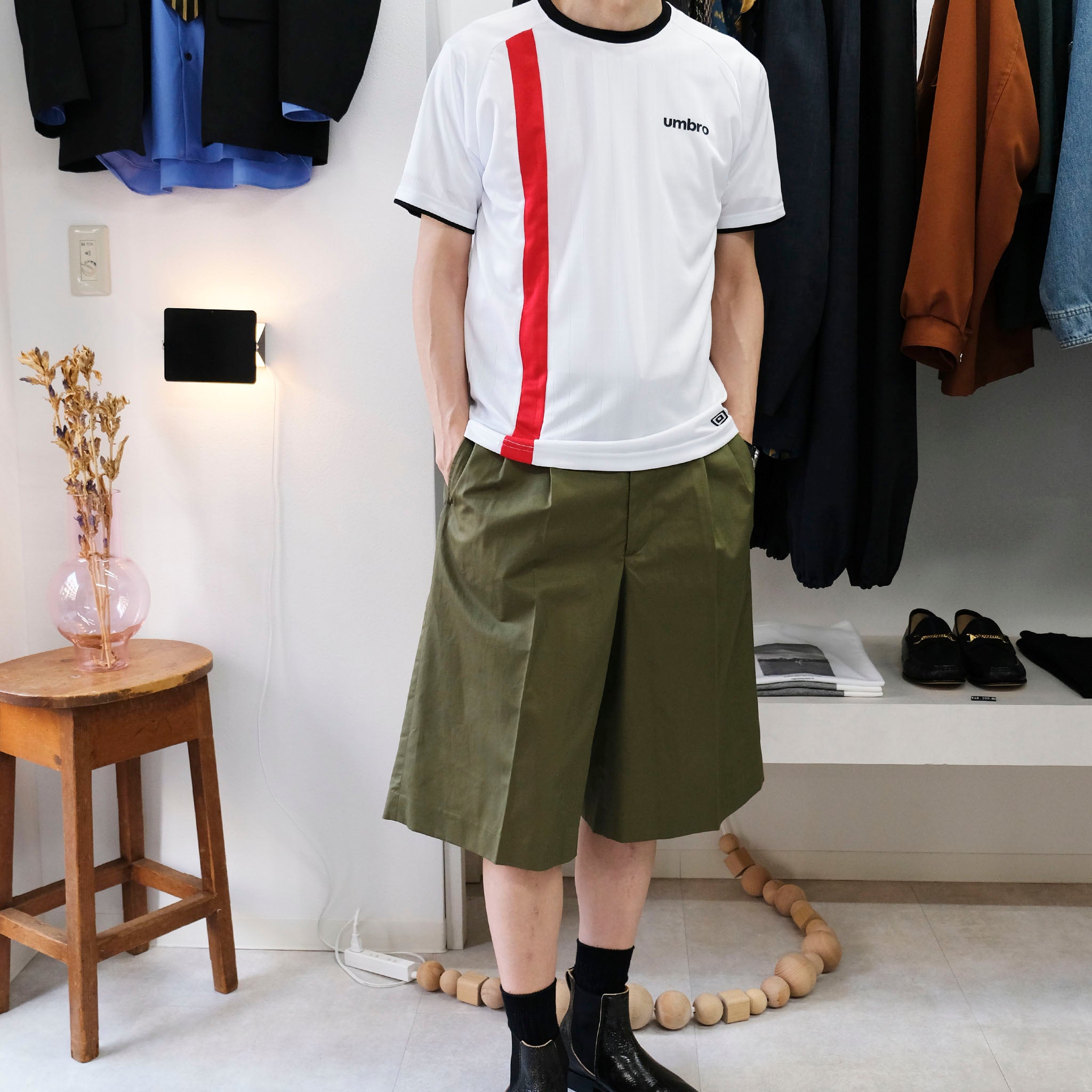 REVERBERATE "TACKED CHINO SHORTS - PLANE - STANDARD" チノ ワイドショーツ