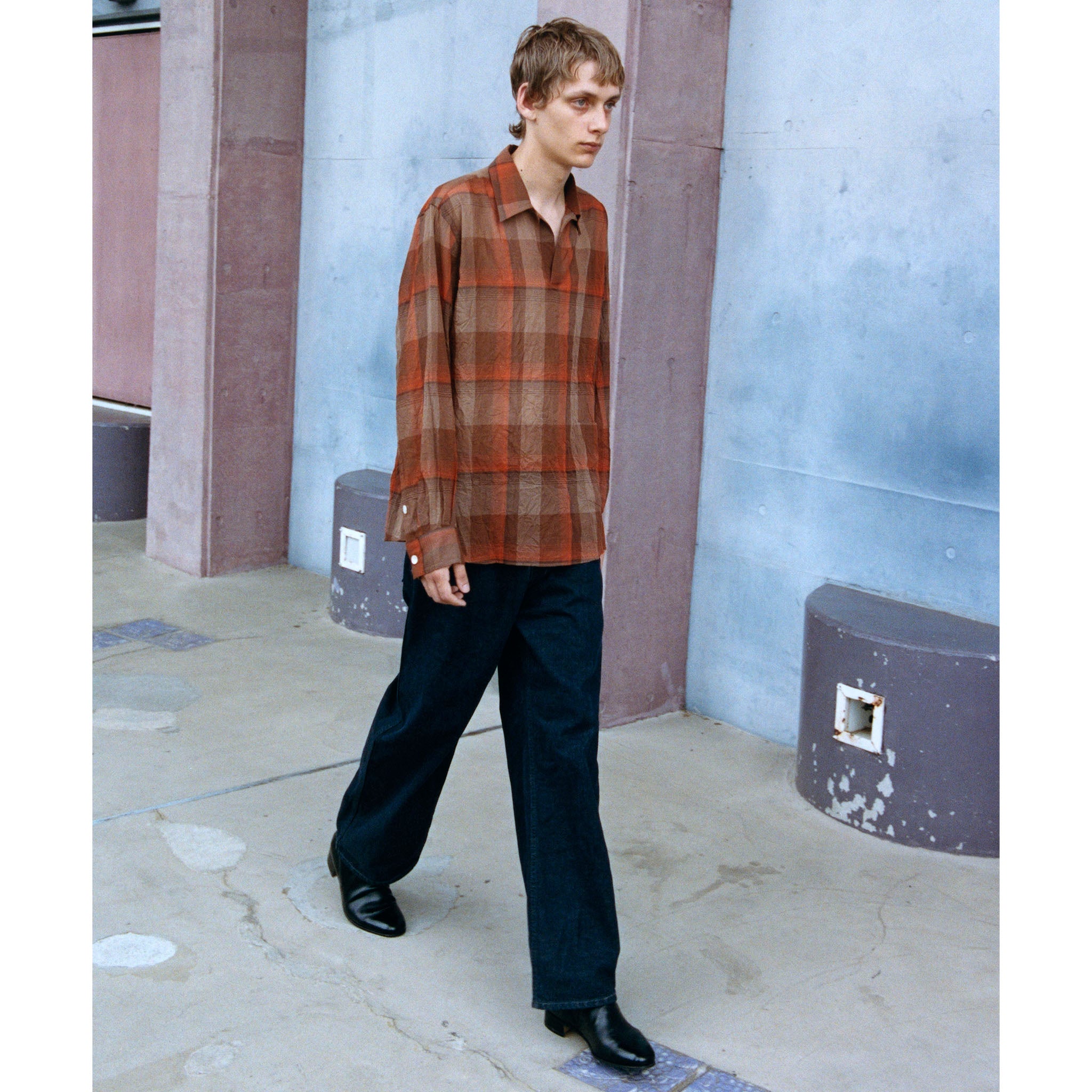 ENCOMING "PULLOVER POCKETS SHIRT" チェック スキッパーシャツ