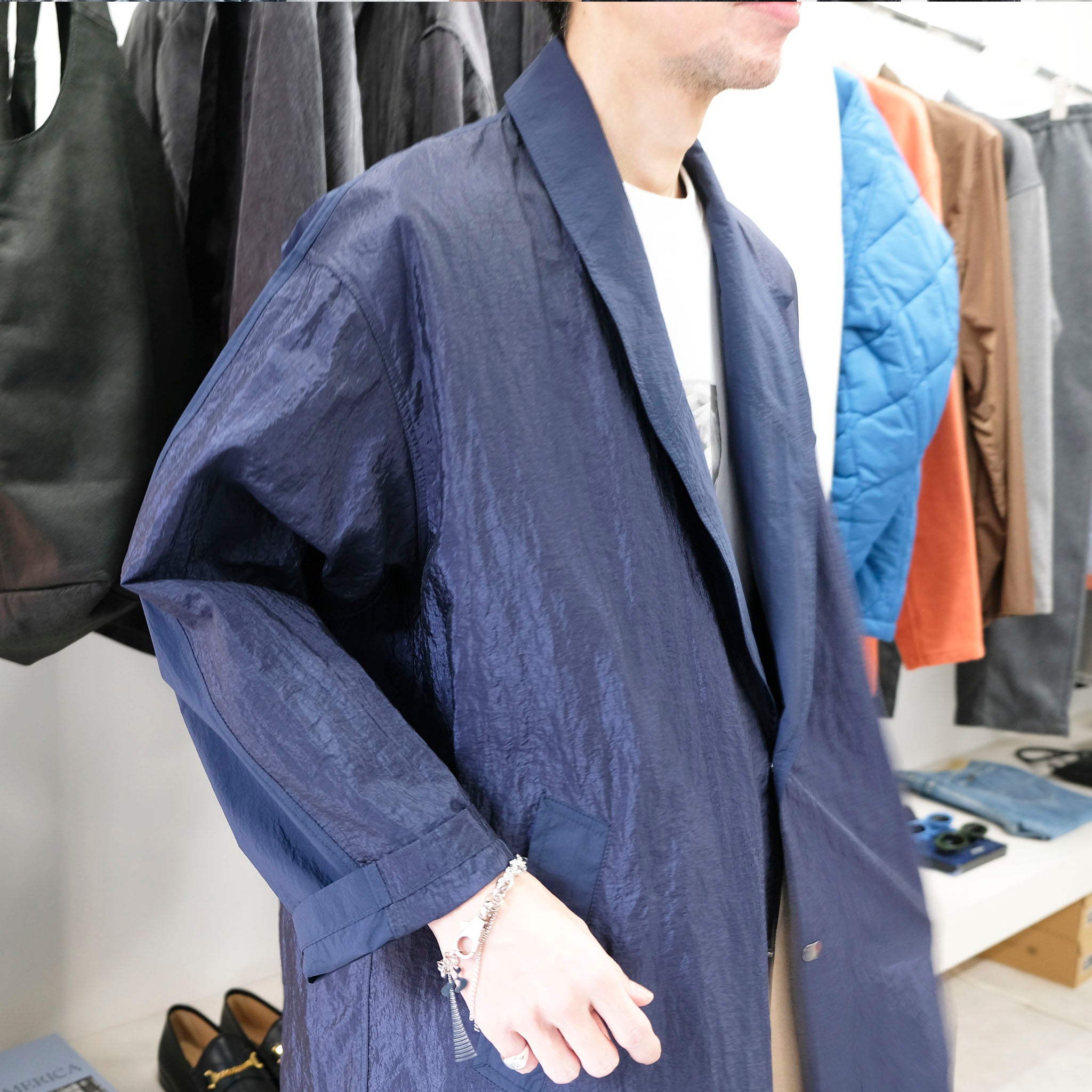 KIMMY "VINTAGE NYLON COAT" ヴィンテージナイロン ショールカラーコート