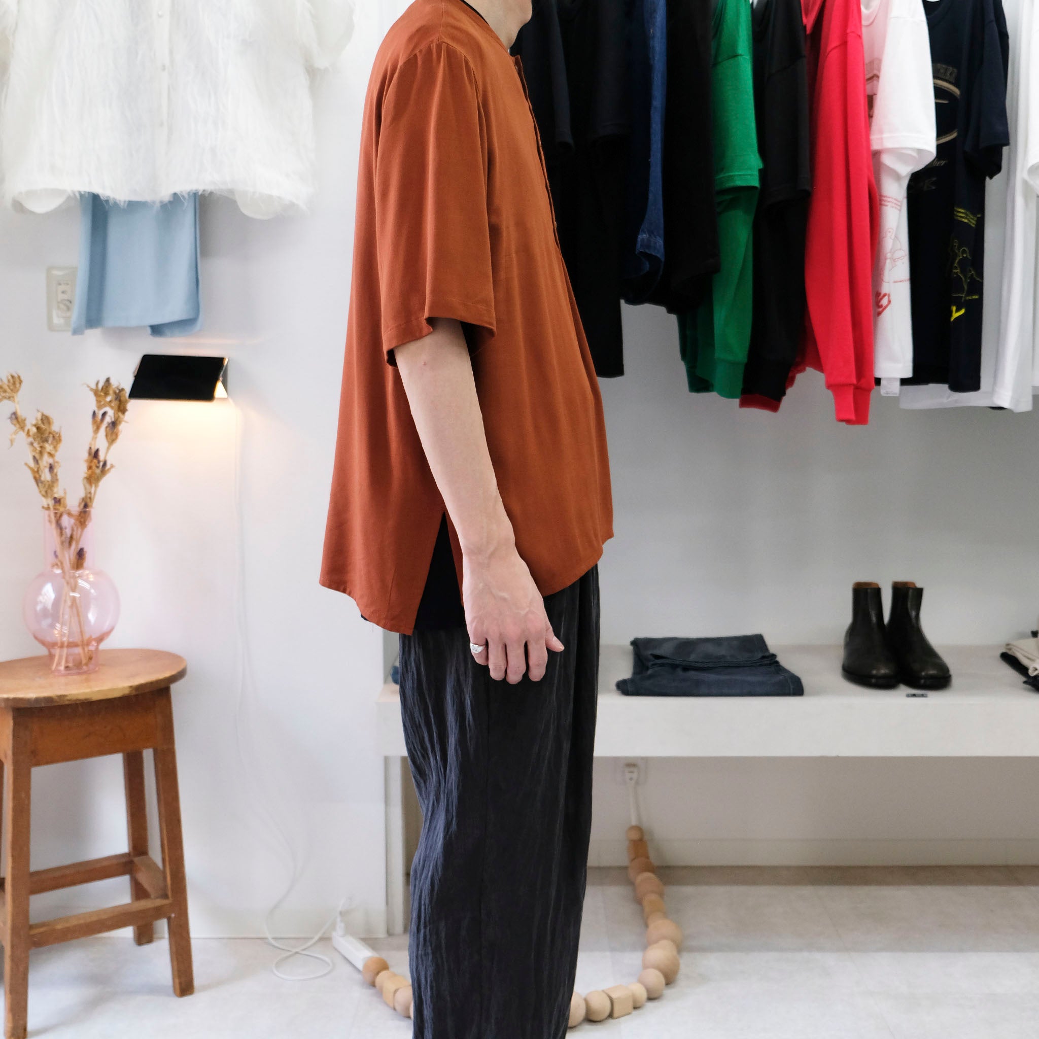 SABY "BAMBOO AMUZEN H-N SHIRTS" バンブー ジョーゼット ヘンリーネックTシャツ