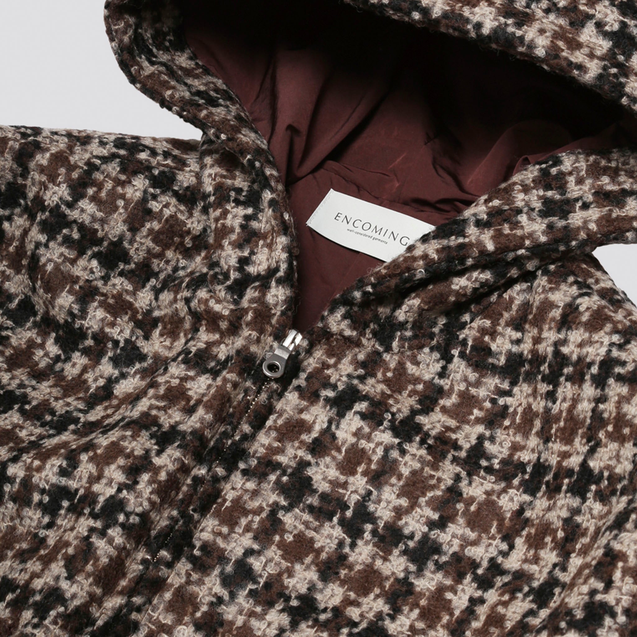 ENCOMING "OVER PARKA COAT" ループツイード パーカーコート