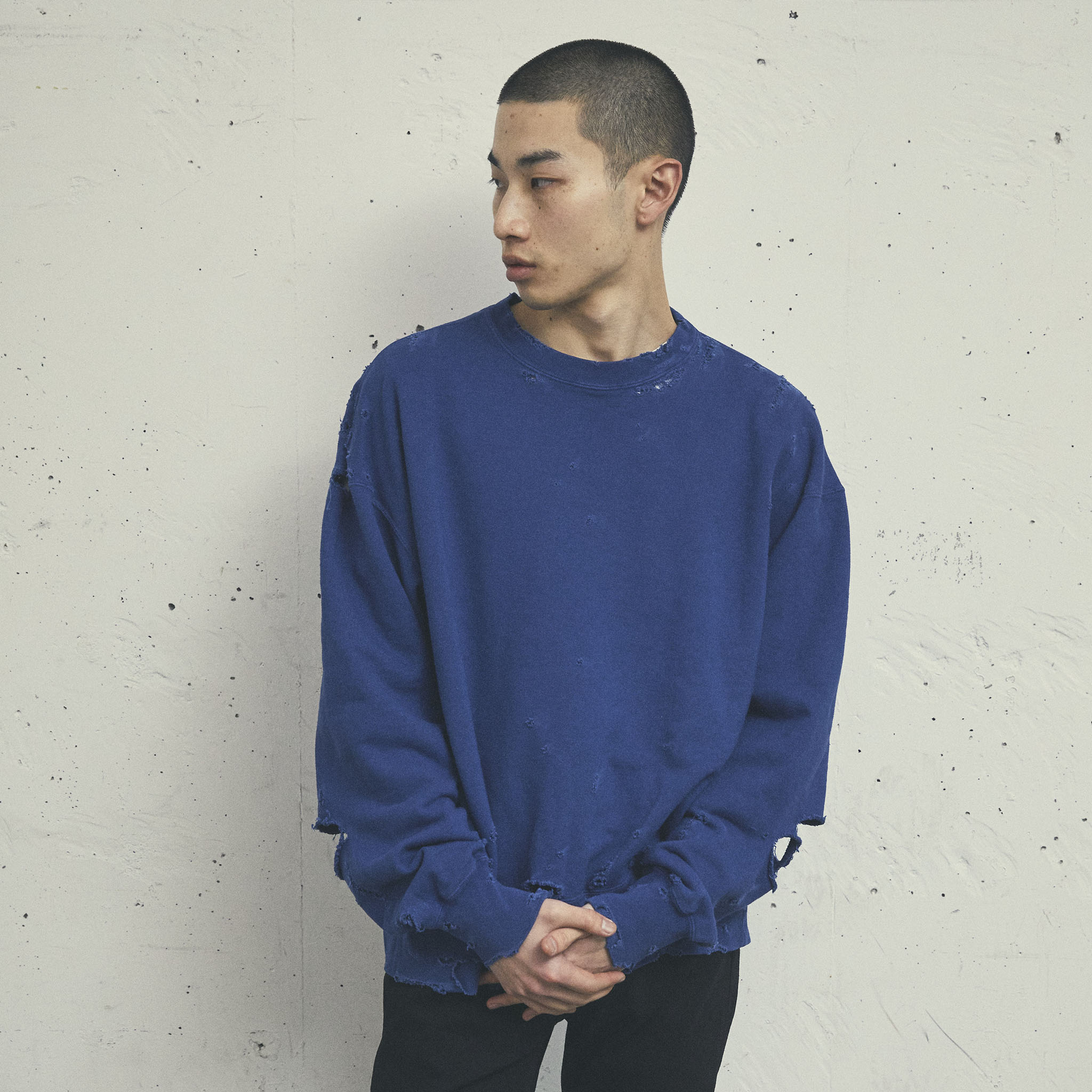KURO "MORE DAMAGE WASHED CREW NECK SWEAT" スペシャルダメージ スウェット