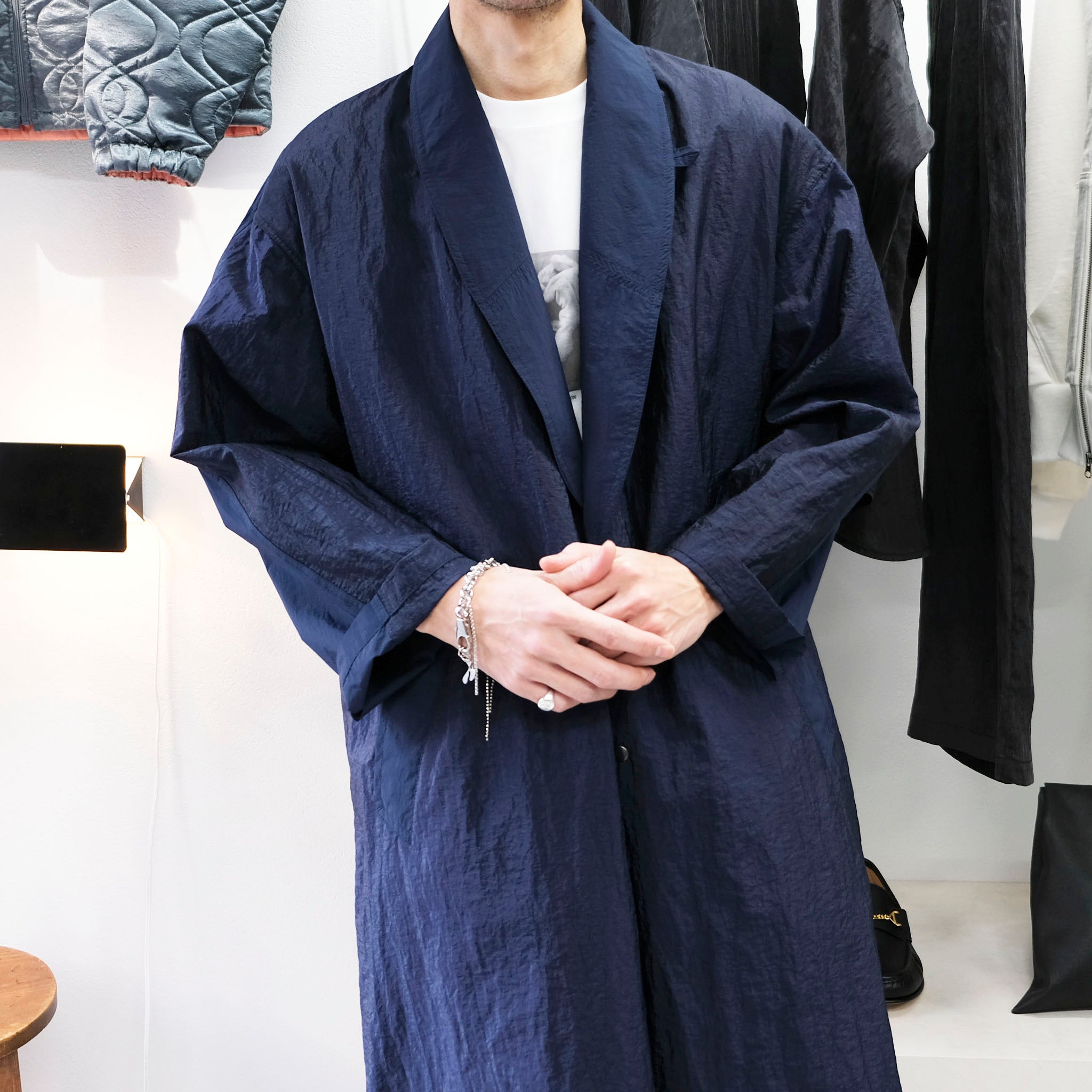 KIMMY "VINTAGE NYLON COAT" ヴィンテージナイロン ショールカラーコート