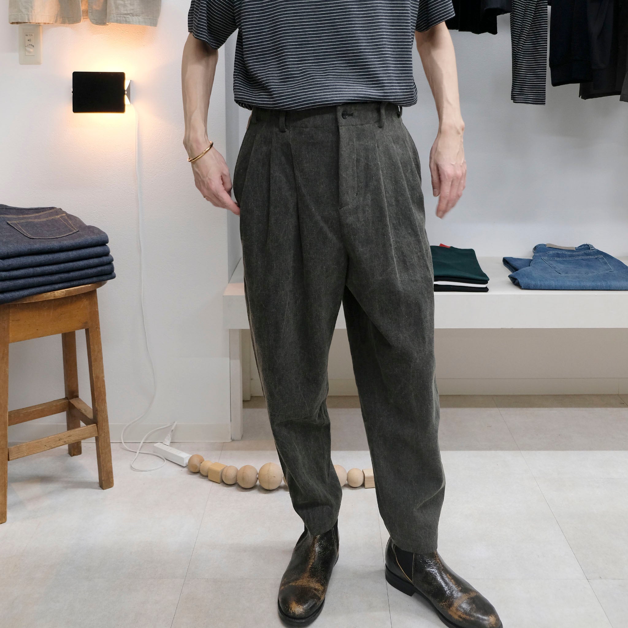 AXIS "3 Tucks Tapered Pants" 3タック テーパードパンツ