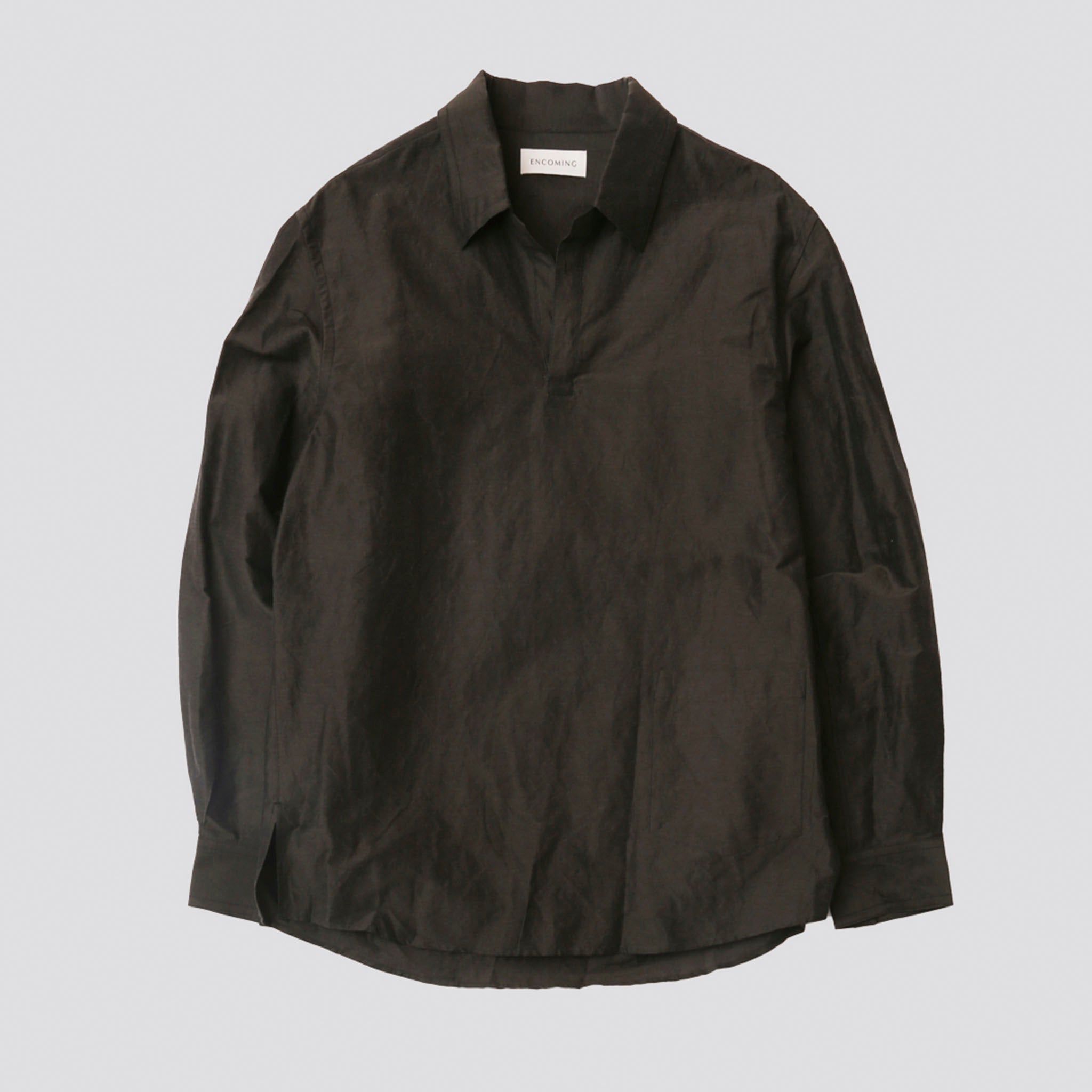 ENCOMING "PULLOVER POCKET SHIRT" リネンフロント スキッパーシャツ