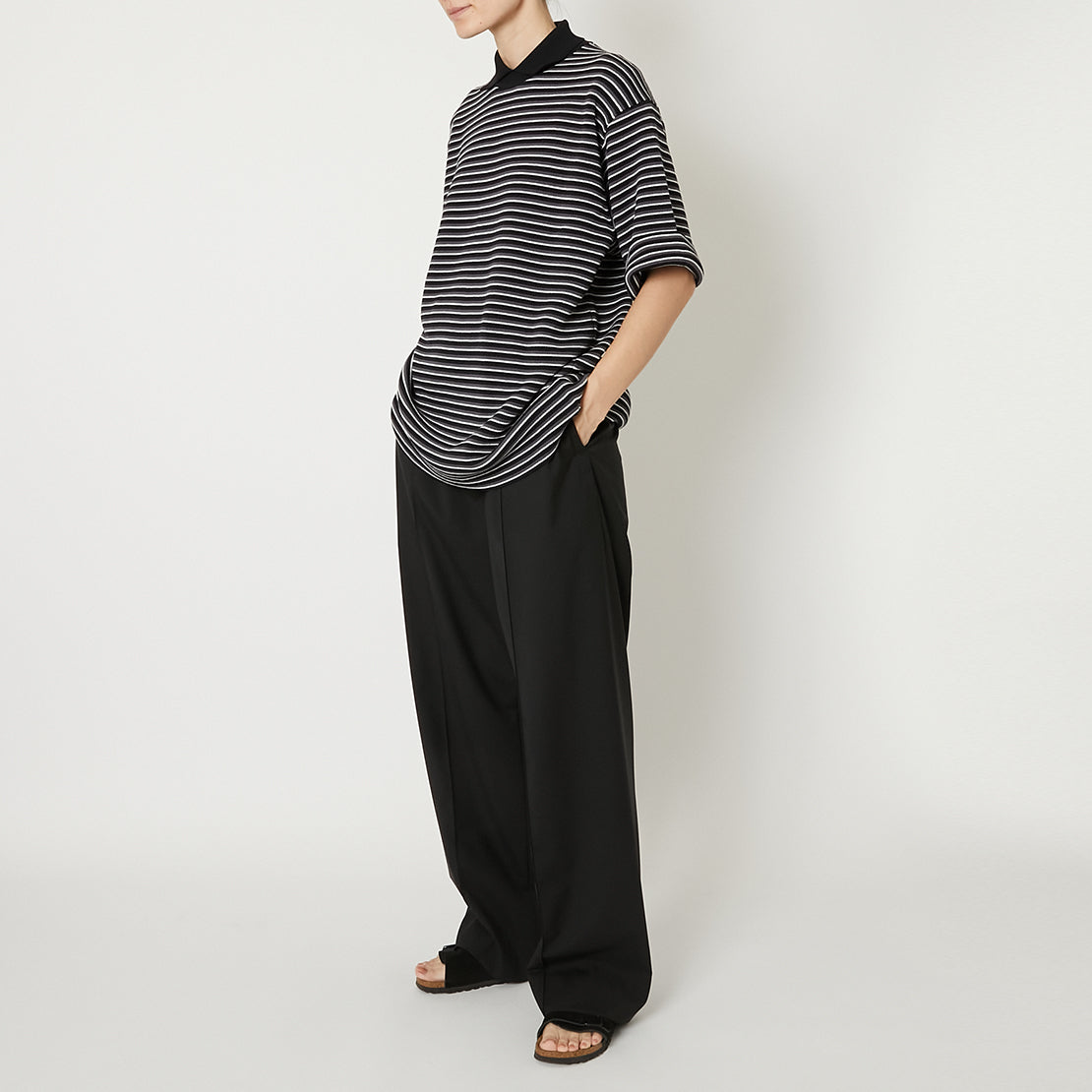 PRODUCT TWELVE "PONCHI BORDER POLO COLLAR KNIT T-SHIRT"