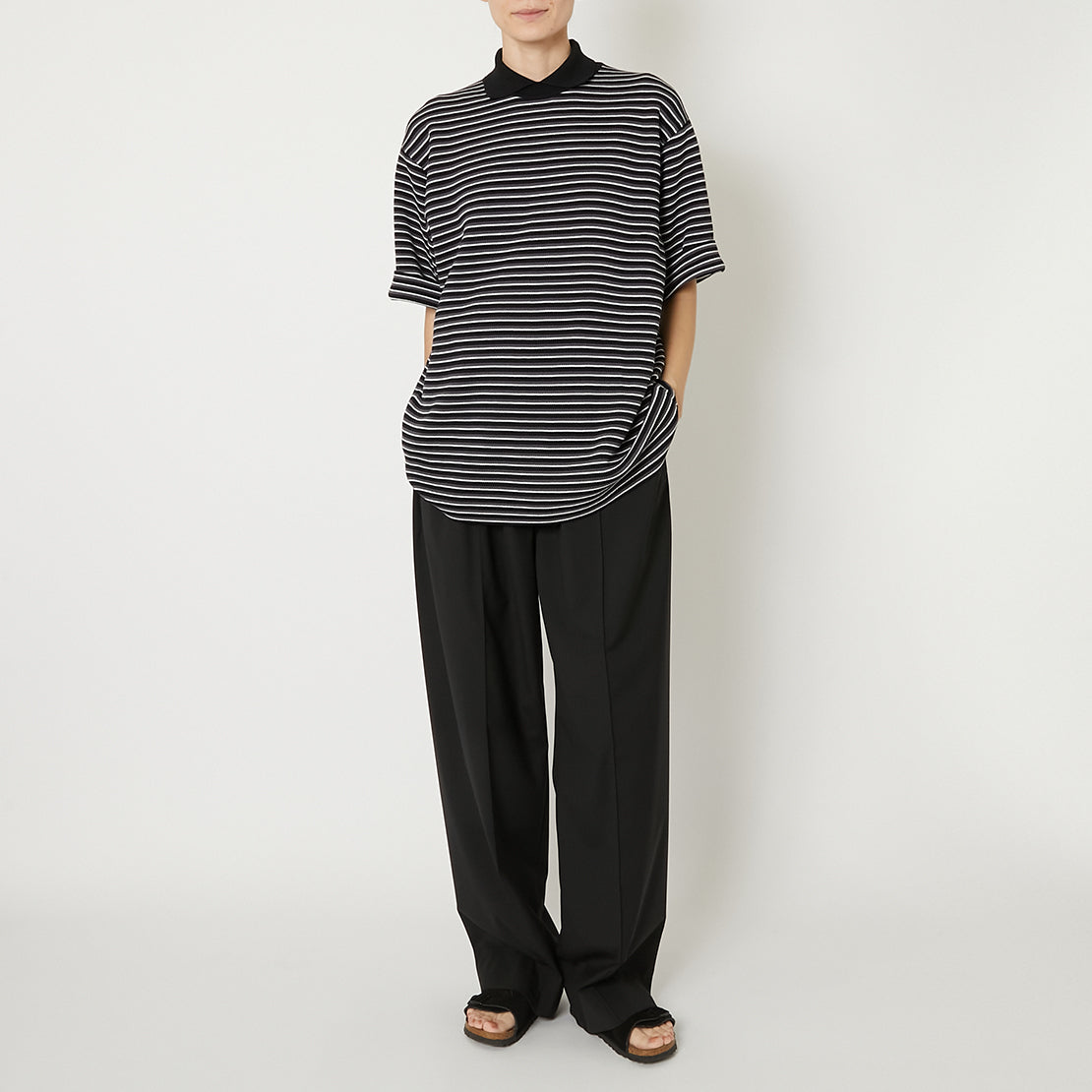 PRODUCT TWELVE "PONCHI BORDER POLO COLLAR KNIT T-SHIRT"